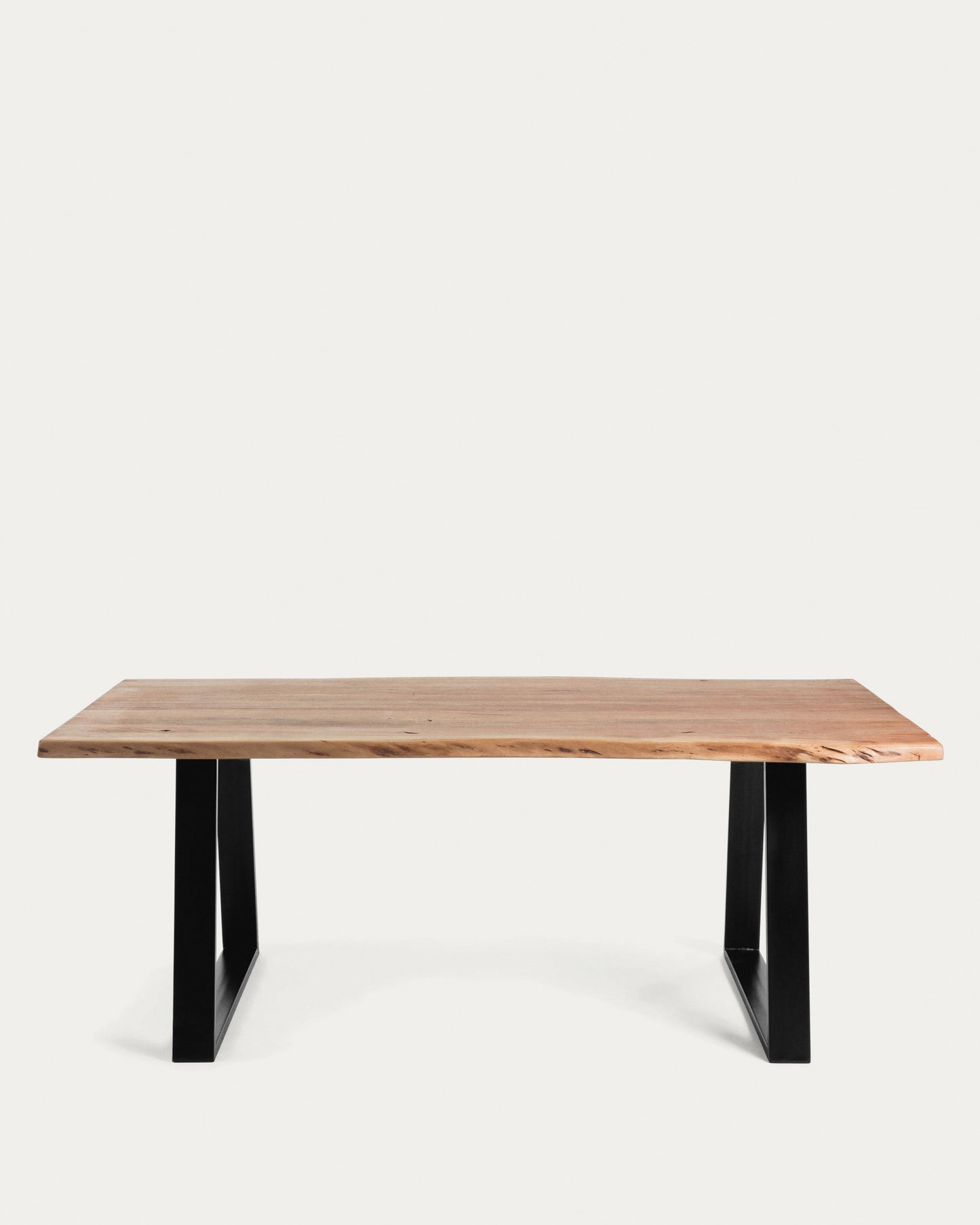 Mesa Alaia de madera maciza de acacia y patas de acero negro 200 x 95 cm