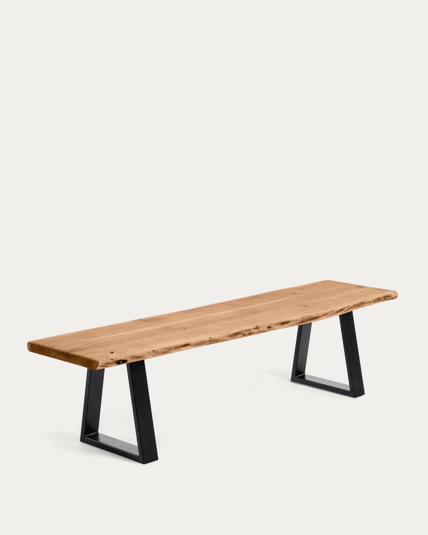 Banco Alaia de madera maciza de acacia y patas de acero acero negro 180 cm