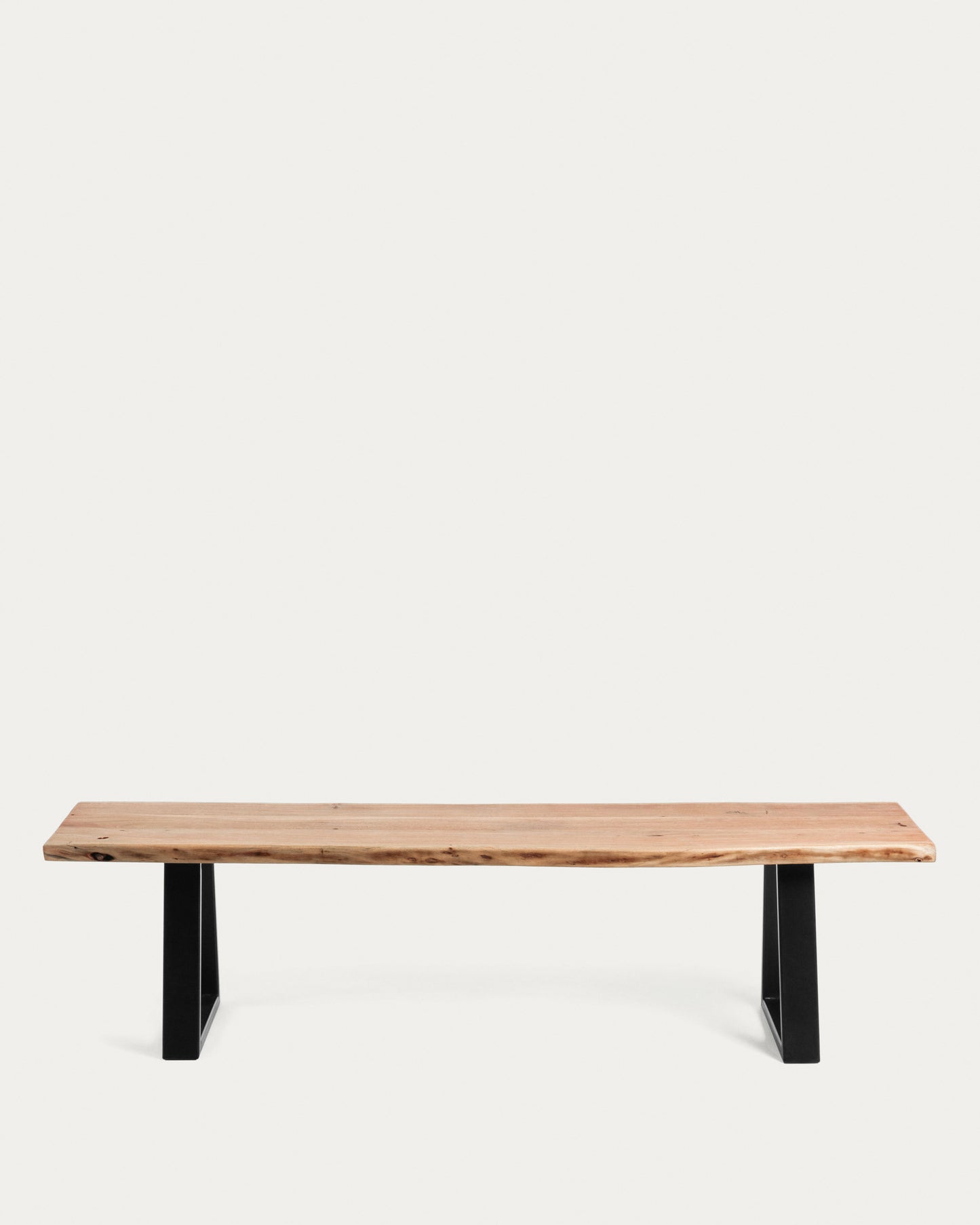 Banco Alaia de madera maciza de acacia y patas de acero acero negro 180 cm