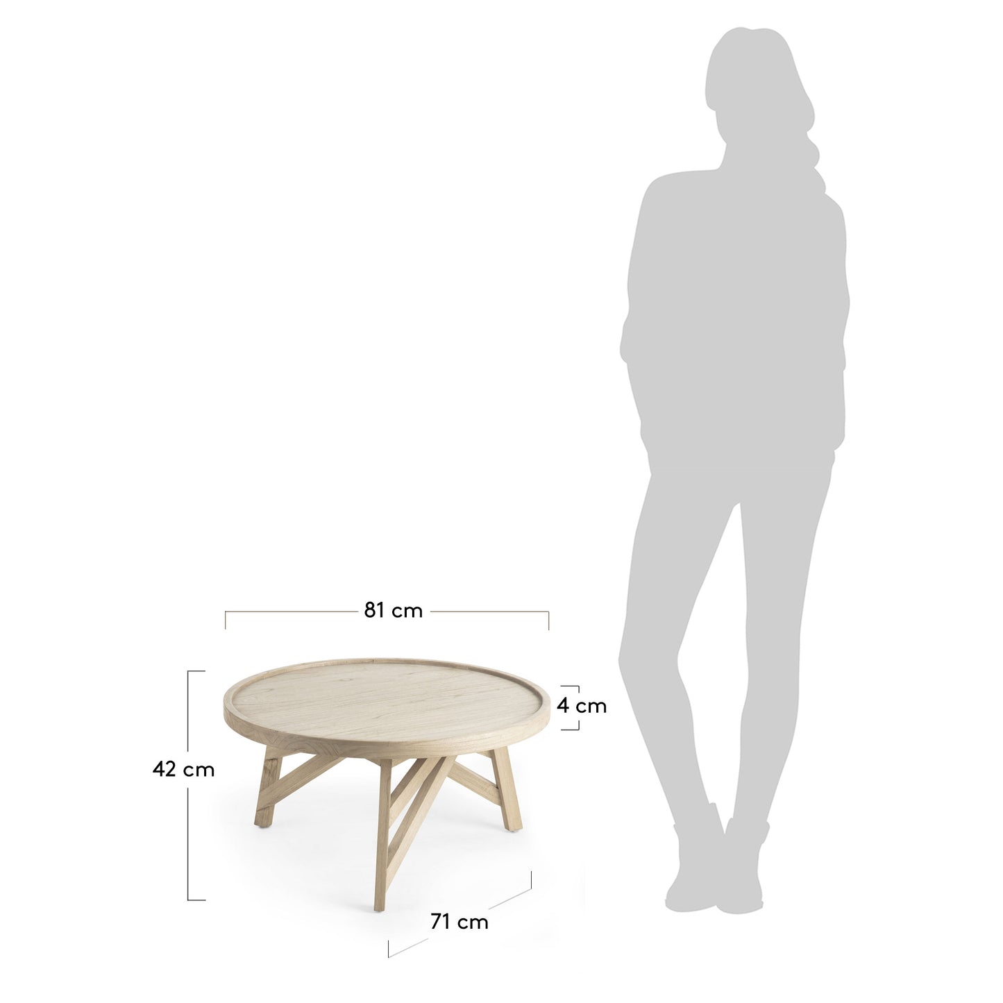 Mesa de centro Tenda madera maciza de mindi Ø 81 cm