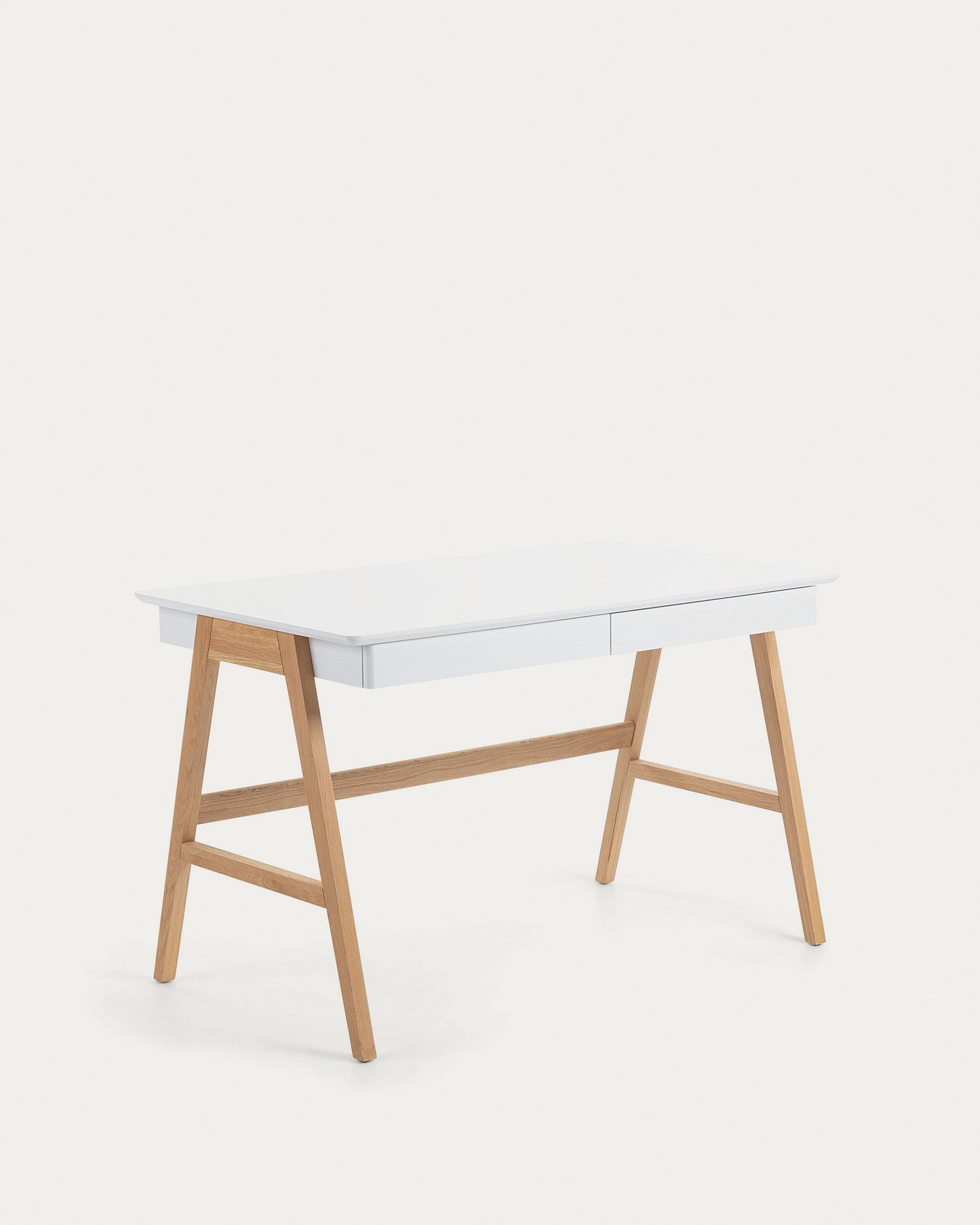 Mesa Dyana DM lacado blanco y patas de madera maciza de fresno 120 x 60 cm