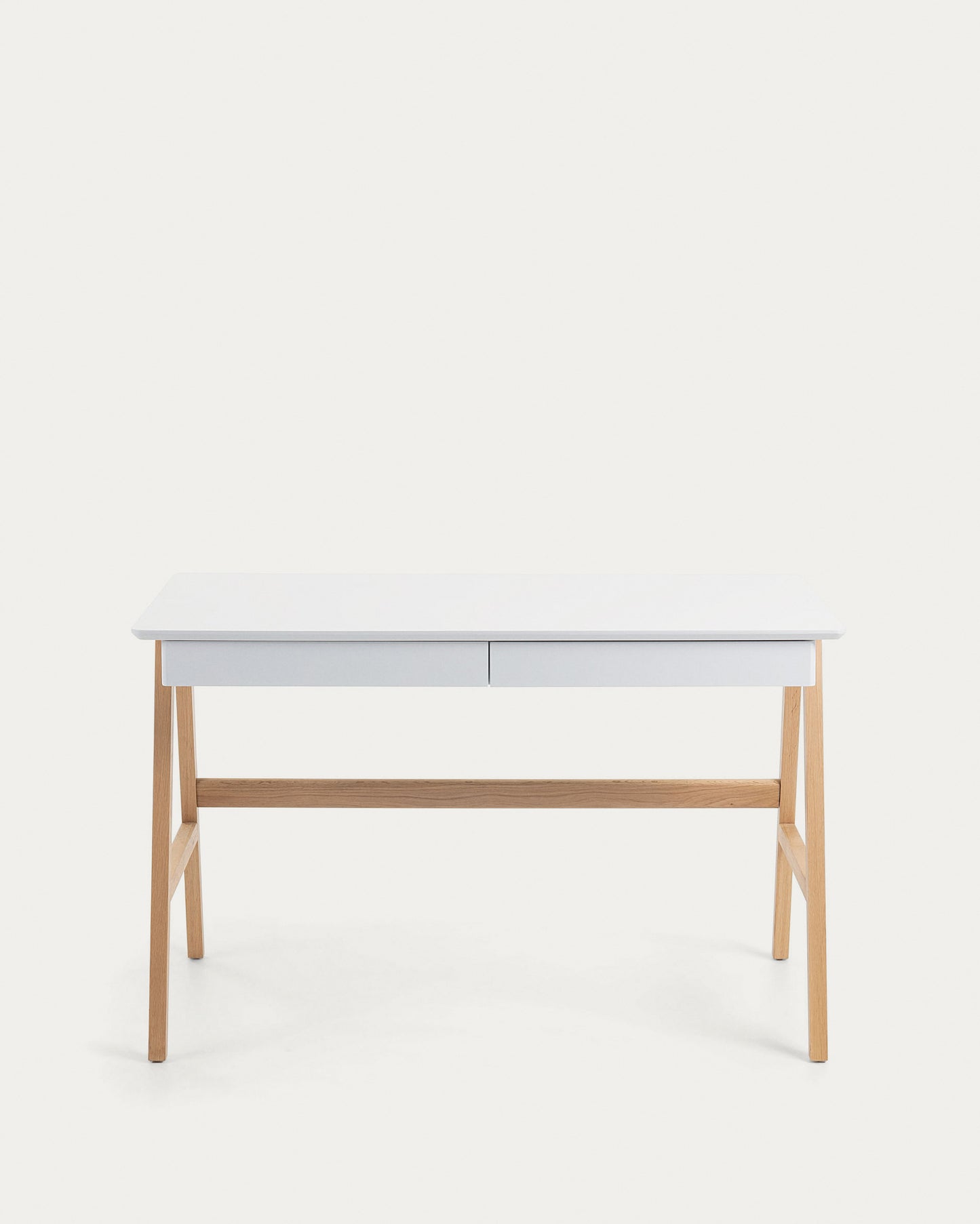 Mesa Dyana DM lacado blanco y patas de madera maciza de fresno 120 x 60 cm