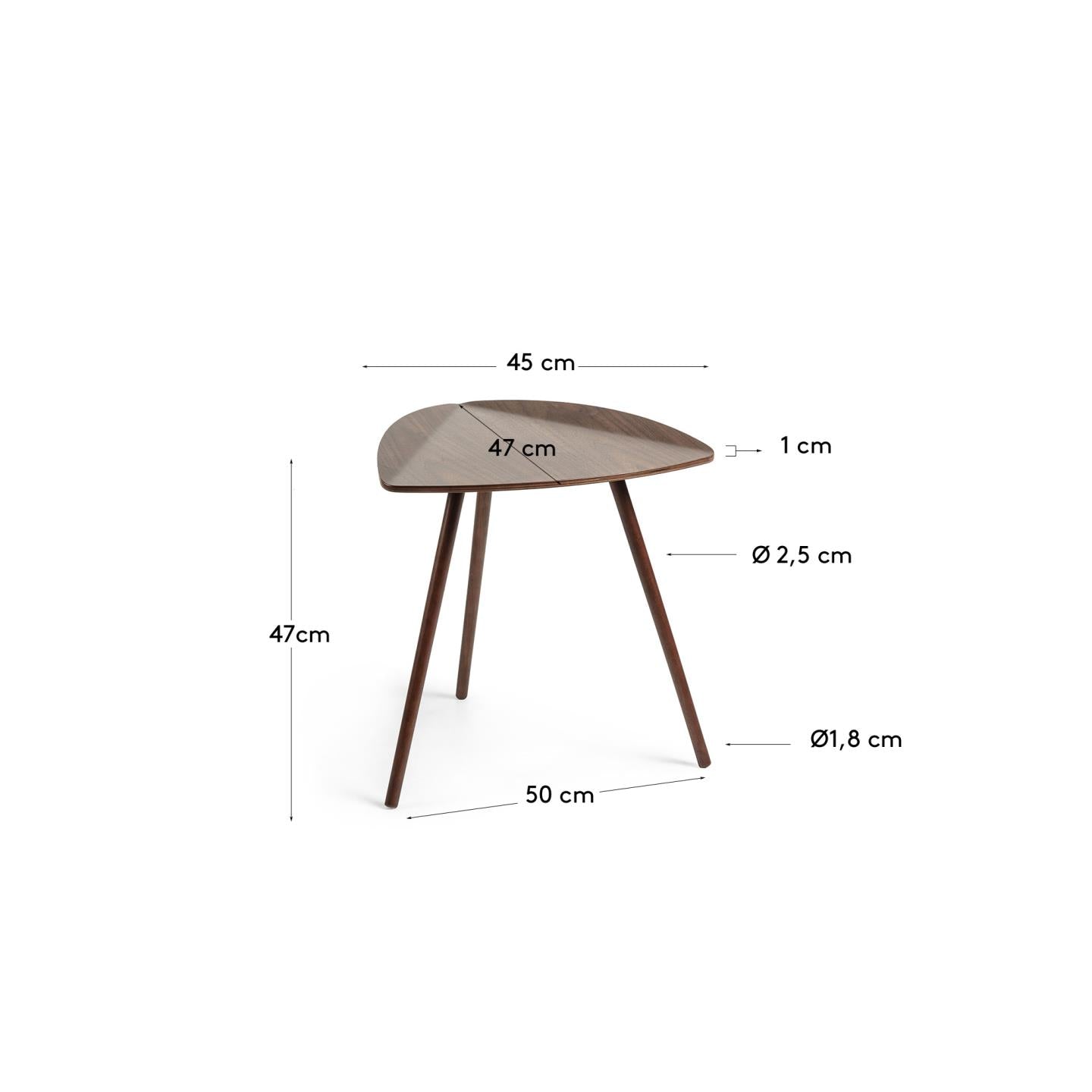 Mesa auxiliar Damasc chapado madera nogal 45 x 47 cm