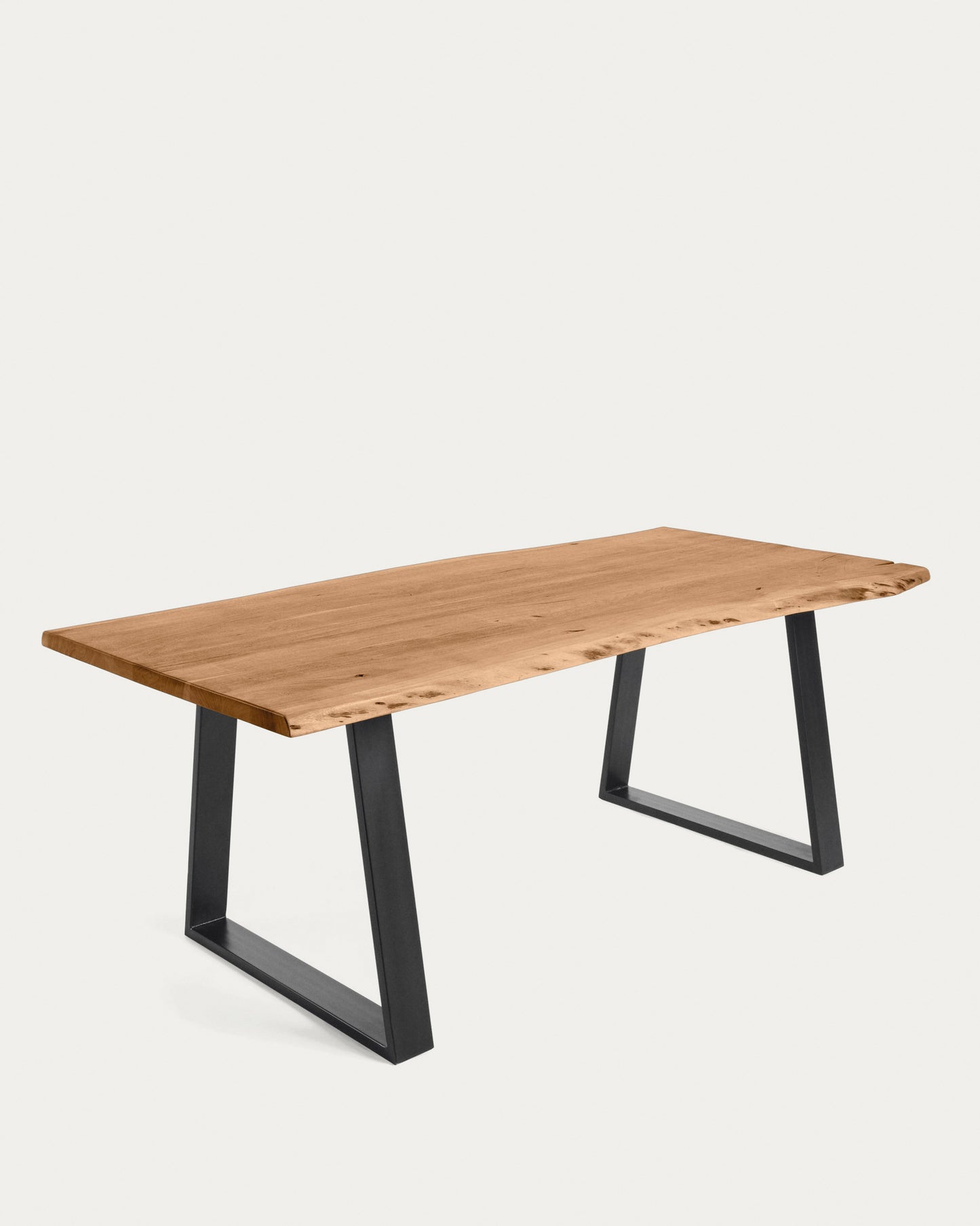 Mesa Alaia de madera maciza de acacia y patas de acero negro 220 x 100 cm