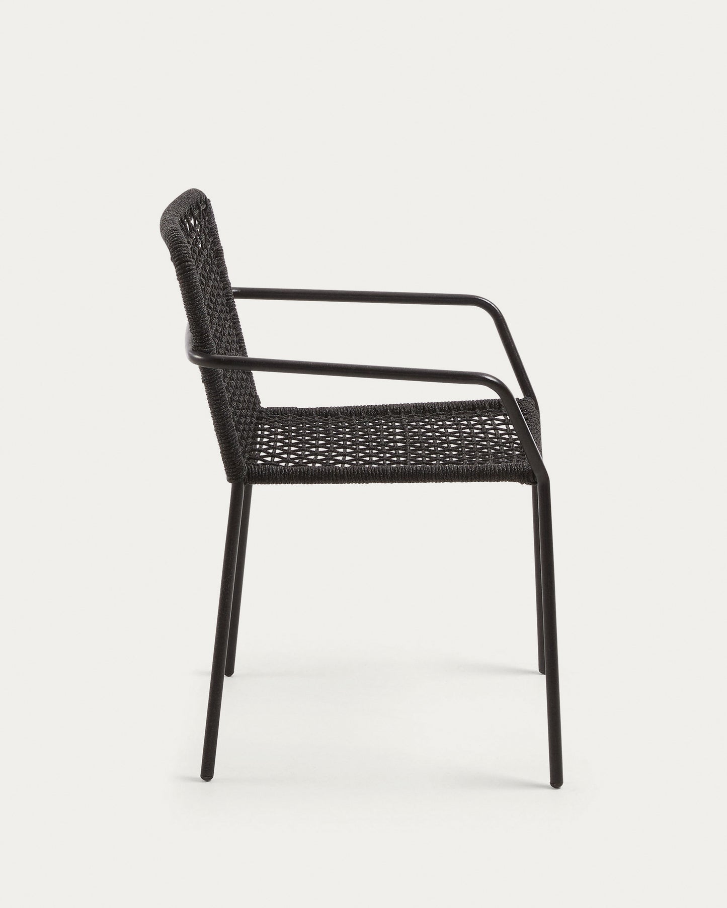 Silla apilable Ellen de cuerda negro y acero galvanizado