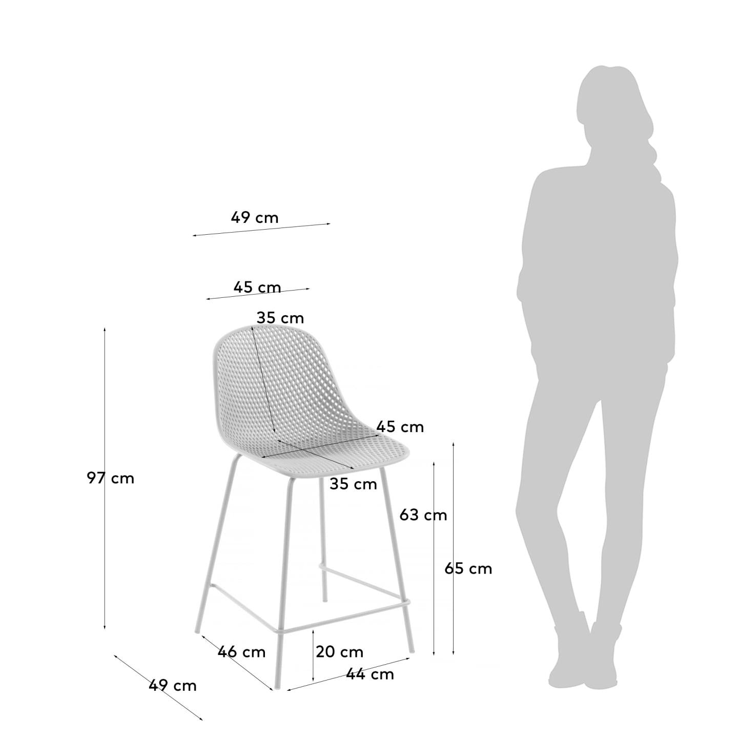 Taburete exterior Quinby blanco altura 65 cm