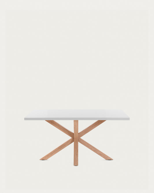 Mesa Argo de melamina con acabado blanco y patas de acero con efecto madera 160 x 100 cm