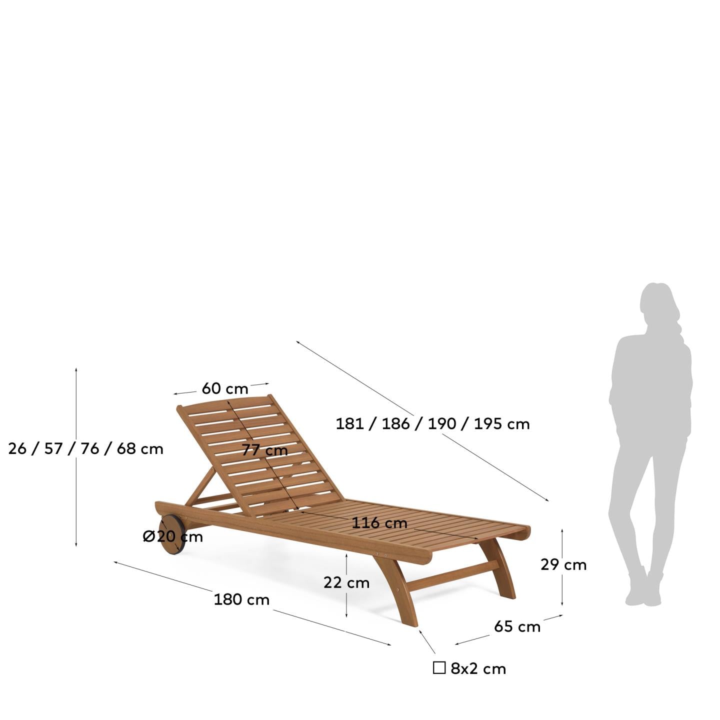 Tumbona de exterior Beila madera maciza eucalipto FSC 100%