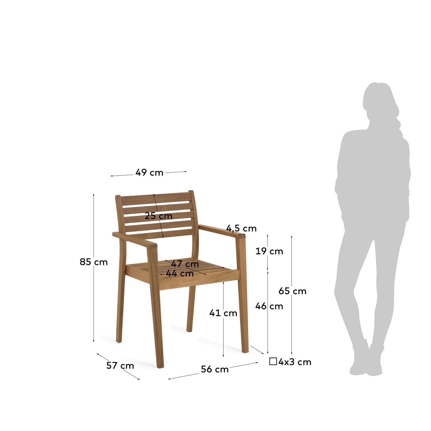 Silla de exterior apilable Hanzel de madera maciza de acacia FSC 100%