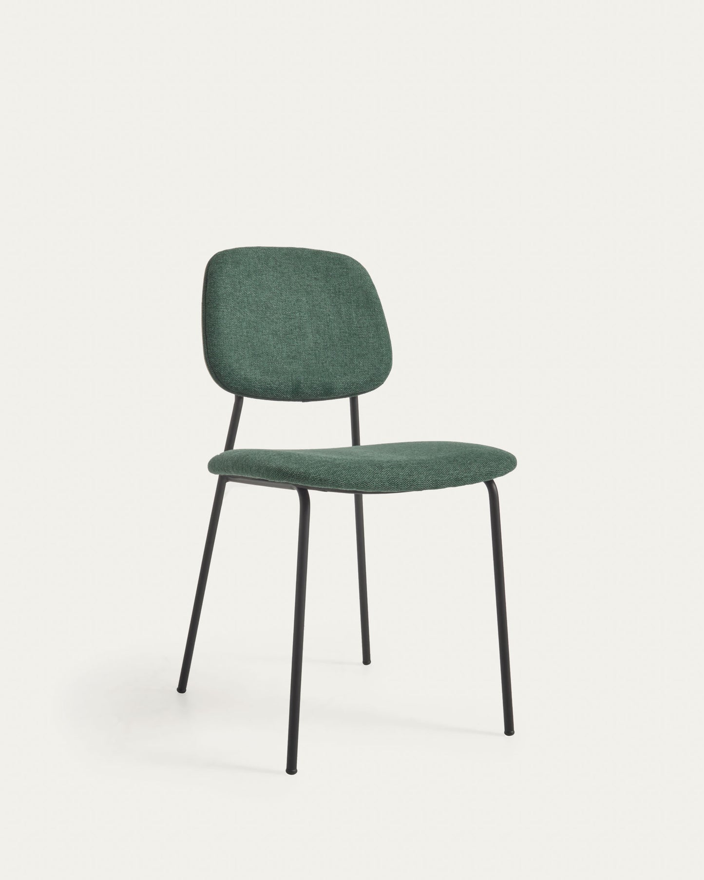 Silla apilable Benilda verde oscuro, chapa de roble y acero acabado negro FSC Mix Credit