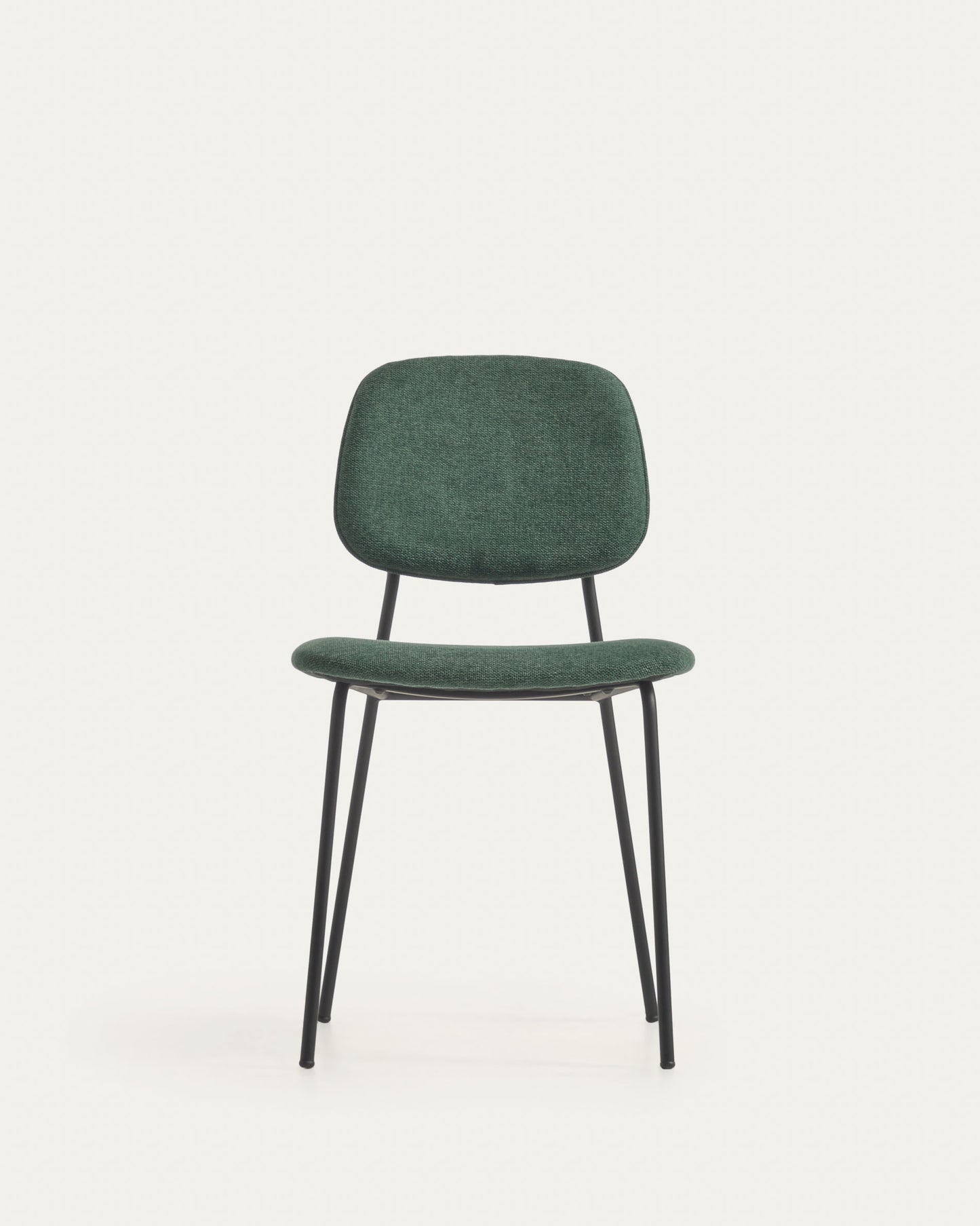 Silla apilable Benilda verde oscuro, chapa de roble y acero acabado negro FSC Mix Credit