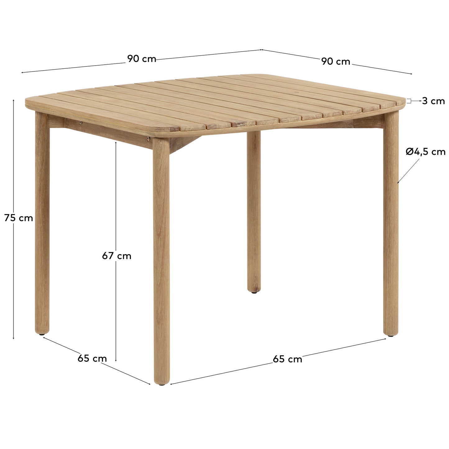 Mesa Sheryl de madera maciza de eucalipto 90 x 90 cm FSC 100%