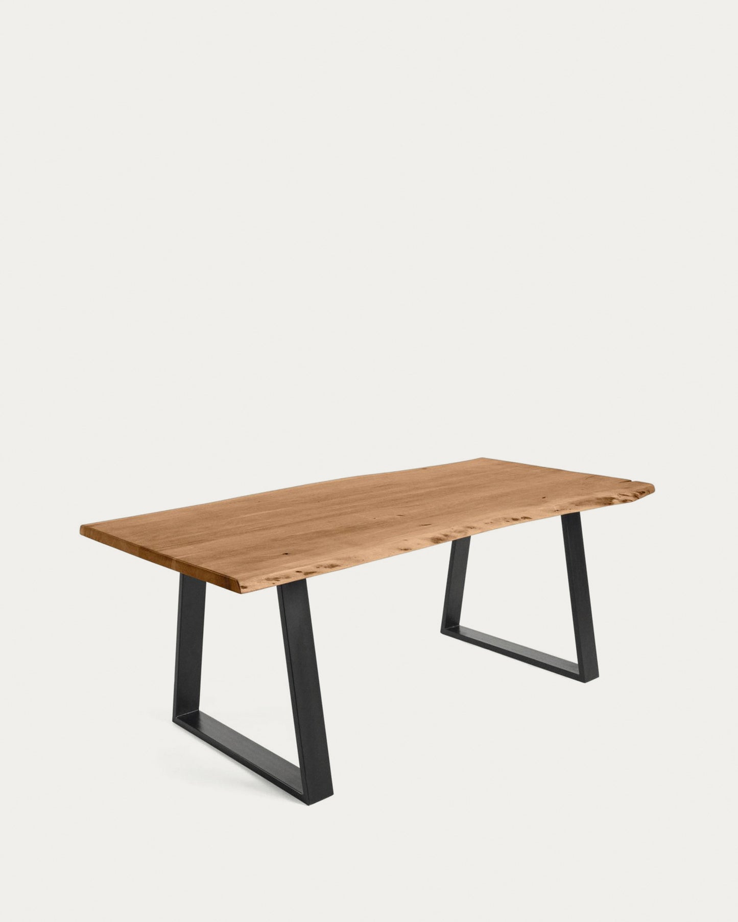 Mesa Alaia de madera maciza de acacia y patas de acero negro 180 x 90 cm