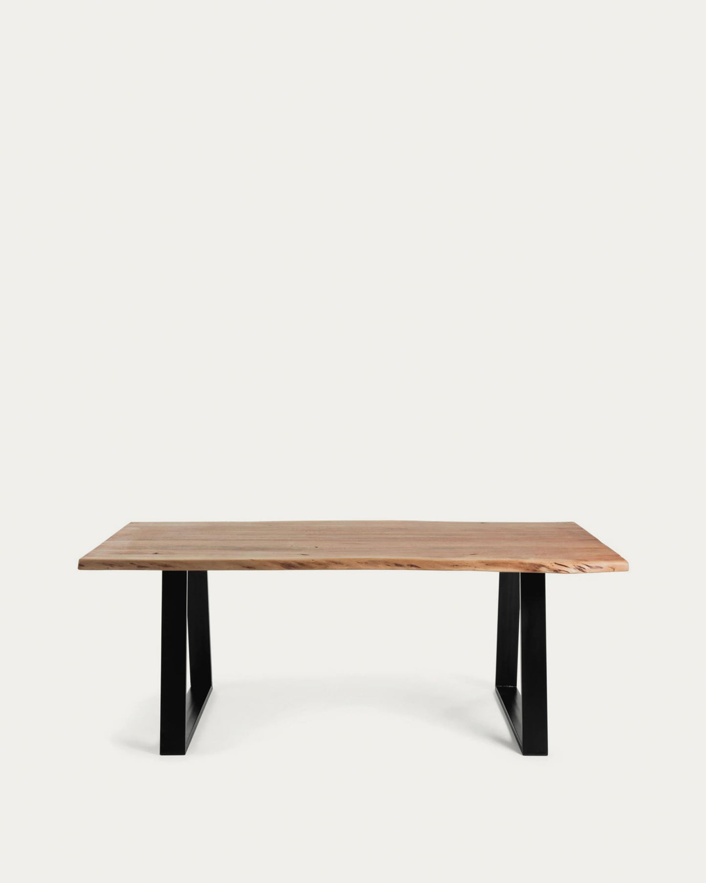 Mesa Alaia de madera maciza de acacia y patas de acero negro 180 x 90 cm