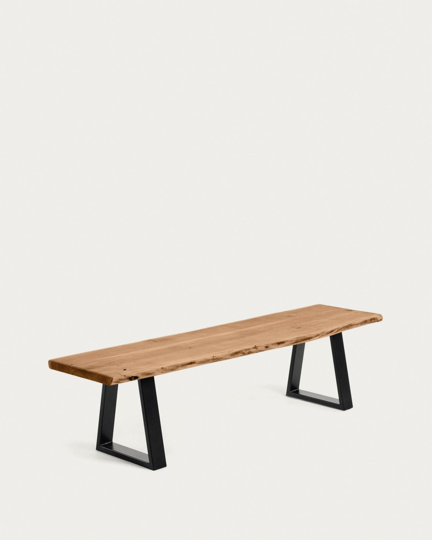 Banco Alaia de madera maciza de acacia y patas de acero negro 160 cm