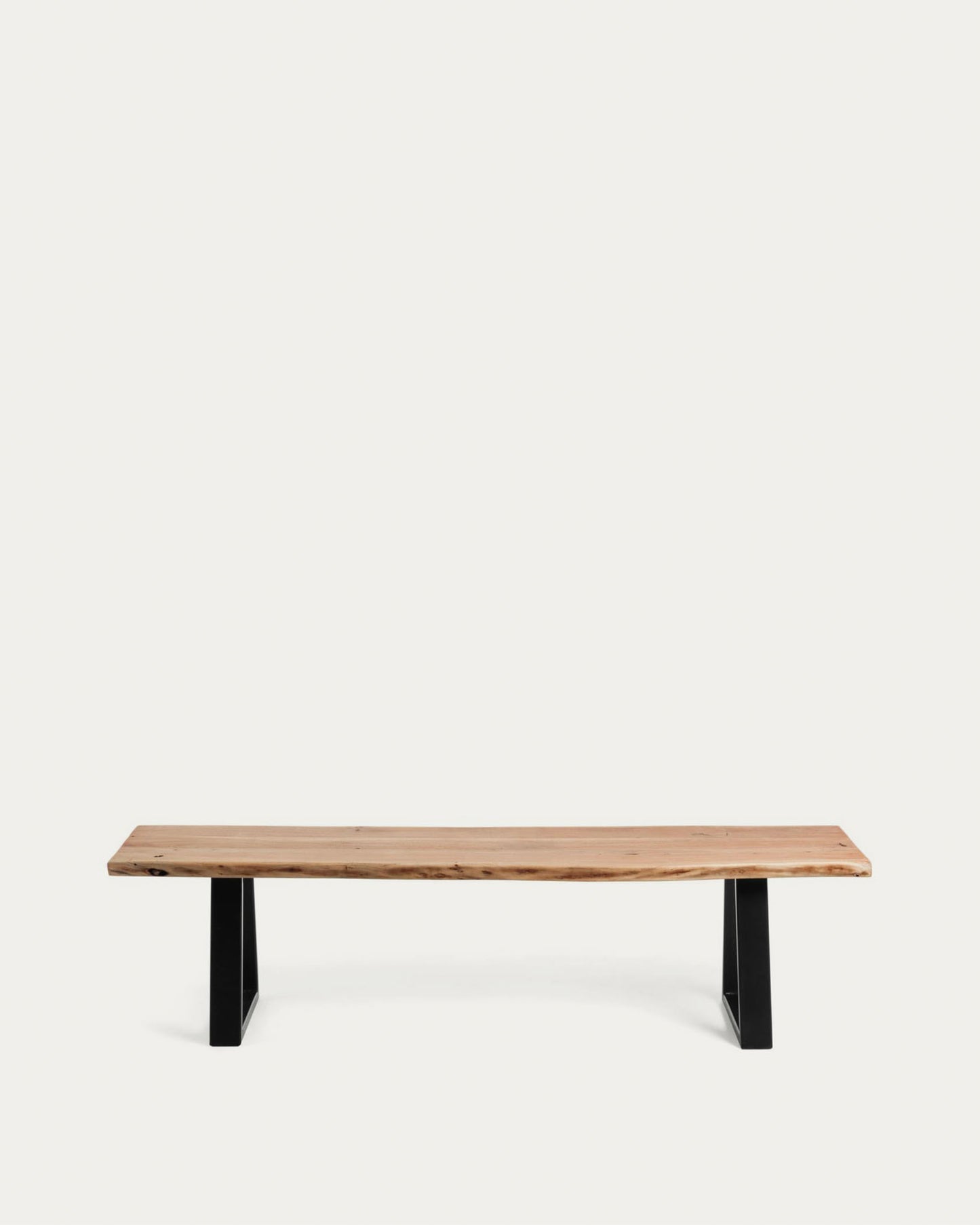 Banco Alaia de madera maciza de acacia y patas de acero negro 160 cm