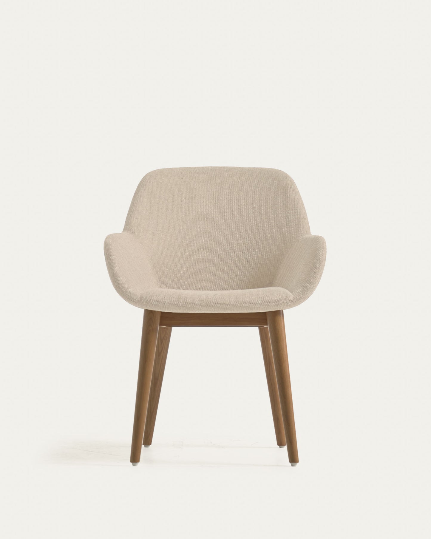 Silla Konna beige y patas de madera maciza de fresno acabado oscuro