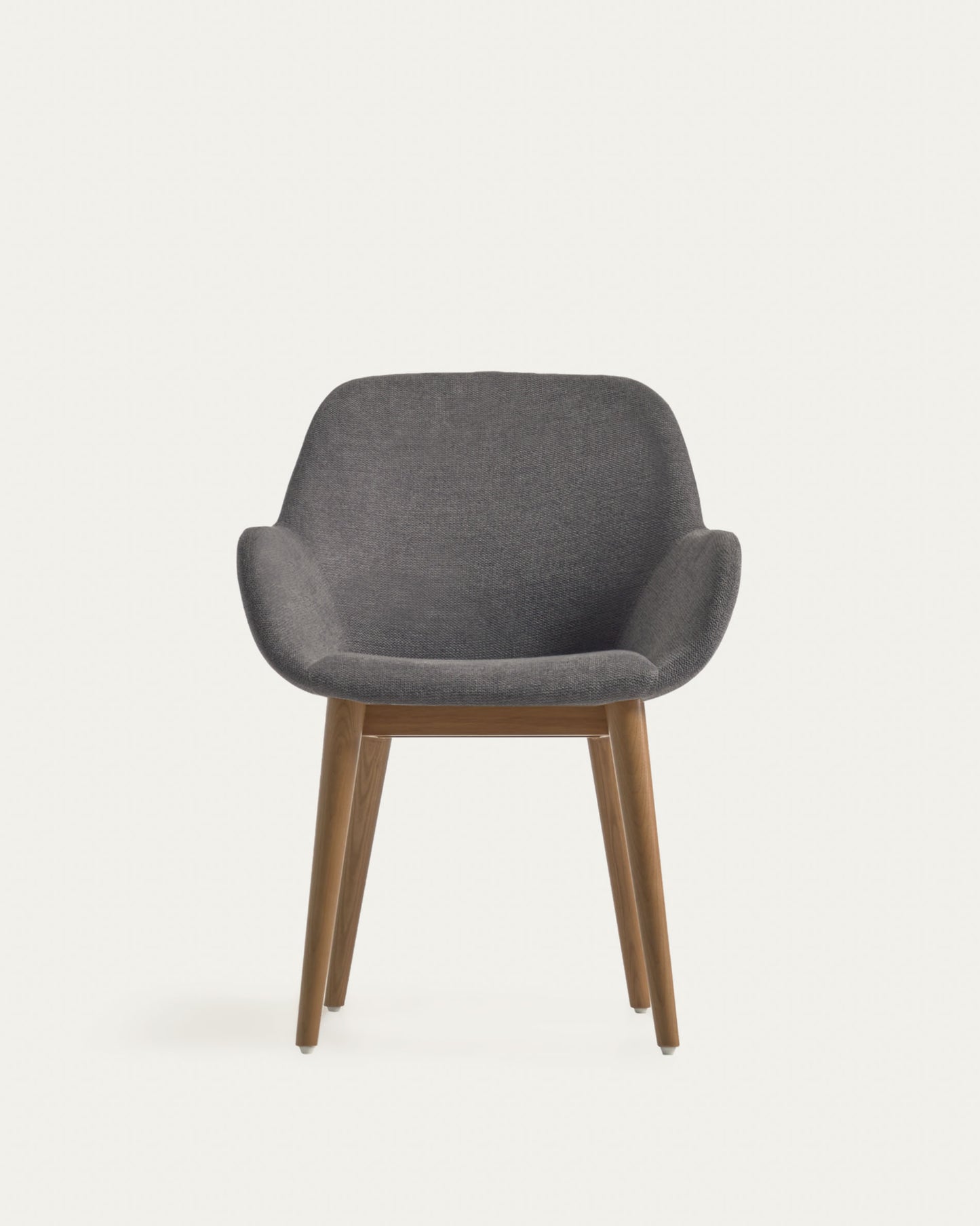 Silla Konna gris oscuro y patas de madera maciza de fresno acabado oscuro