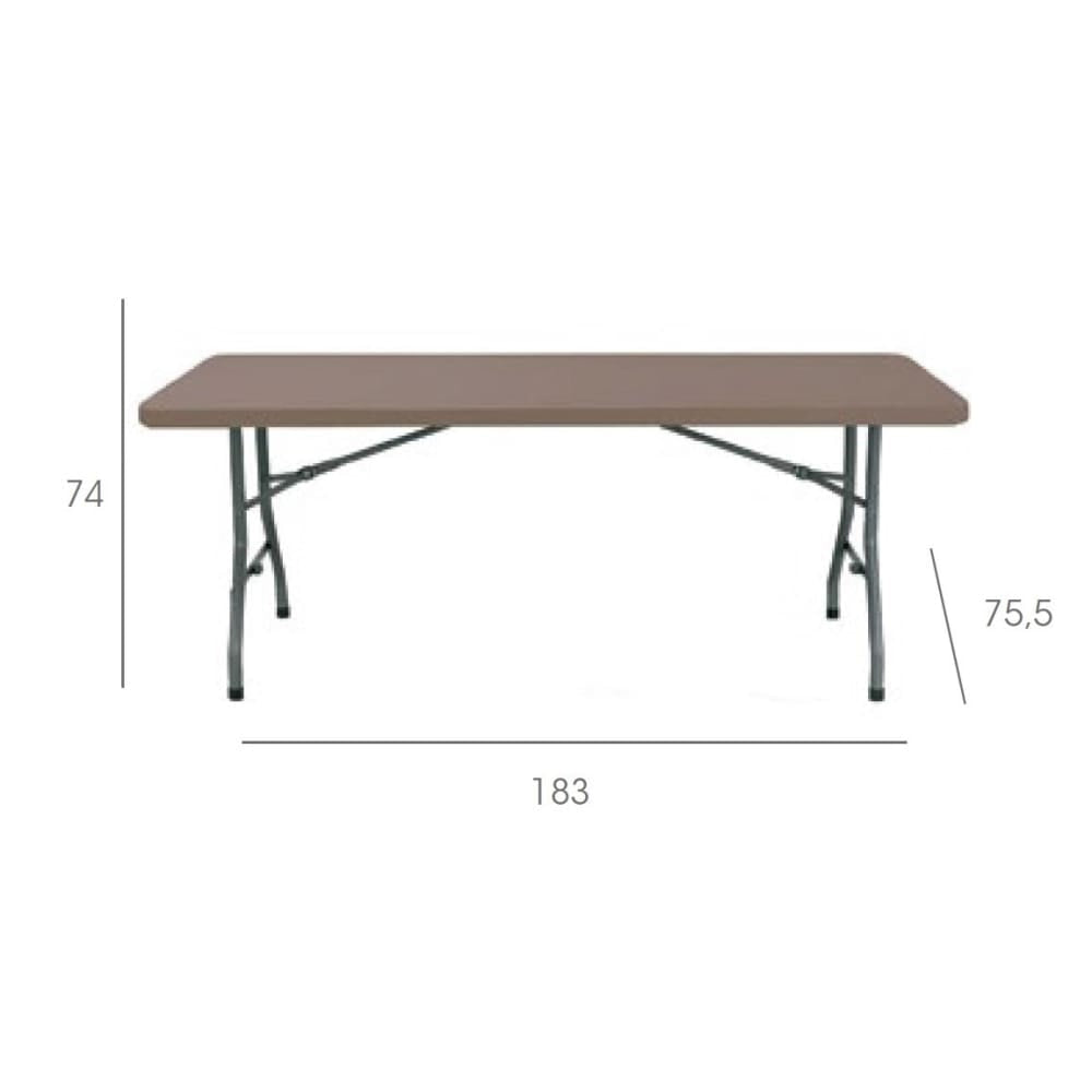 Garbar chopin mesa rectangular plegable interior, exterior 180x75 marrón