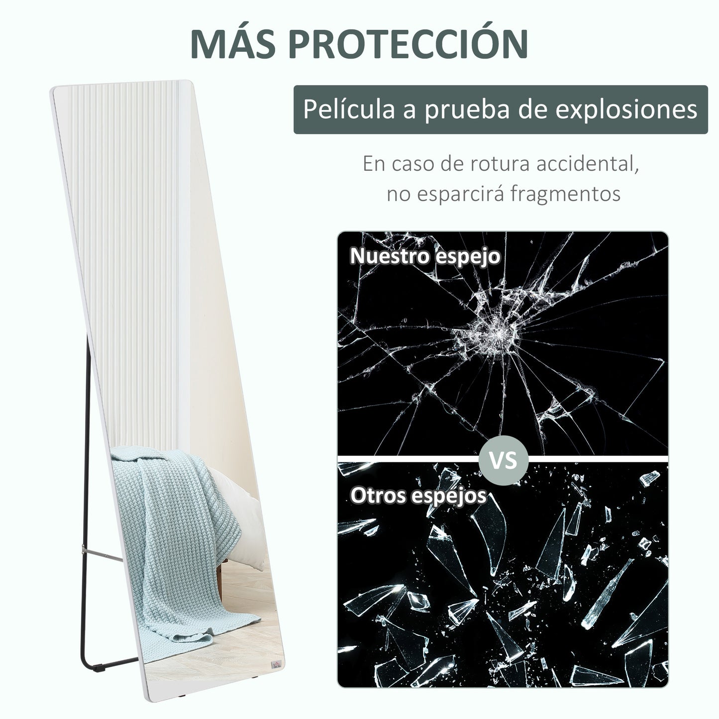 HOMCOM Espejo de Pie Espejo de Cuerpo Entero 45x37x158,5 cm Espejo de Pared con Marco de Aleación de Aluminio para Salón Dormitorio Vestidor Estilo Moderno Plata