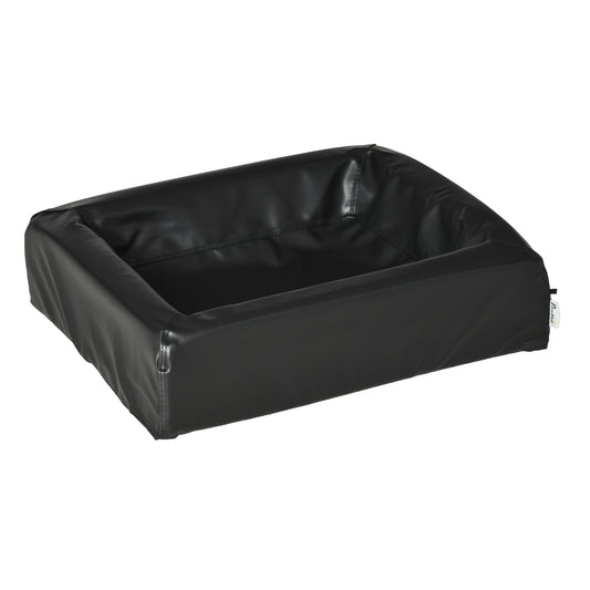 PawHut Cama para Perros Pequeños Colchón para Mascotas Tapizado en Cuero PU Acolchado de Espuma y Lavable con Cremallera 58x49x14,5 cm Negro