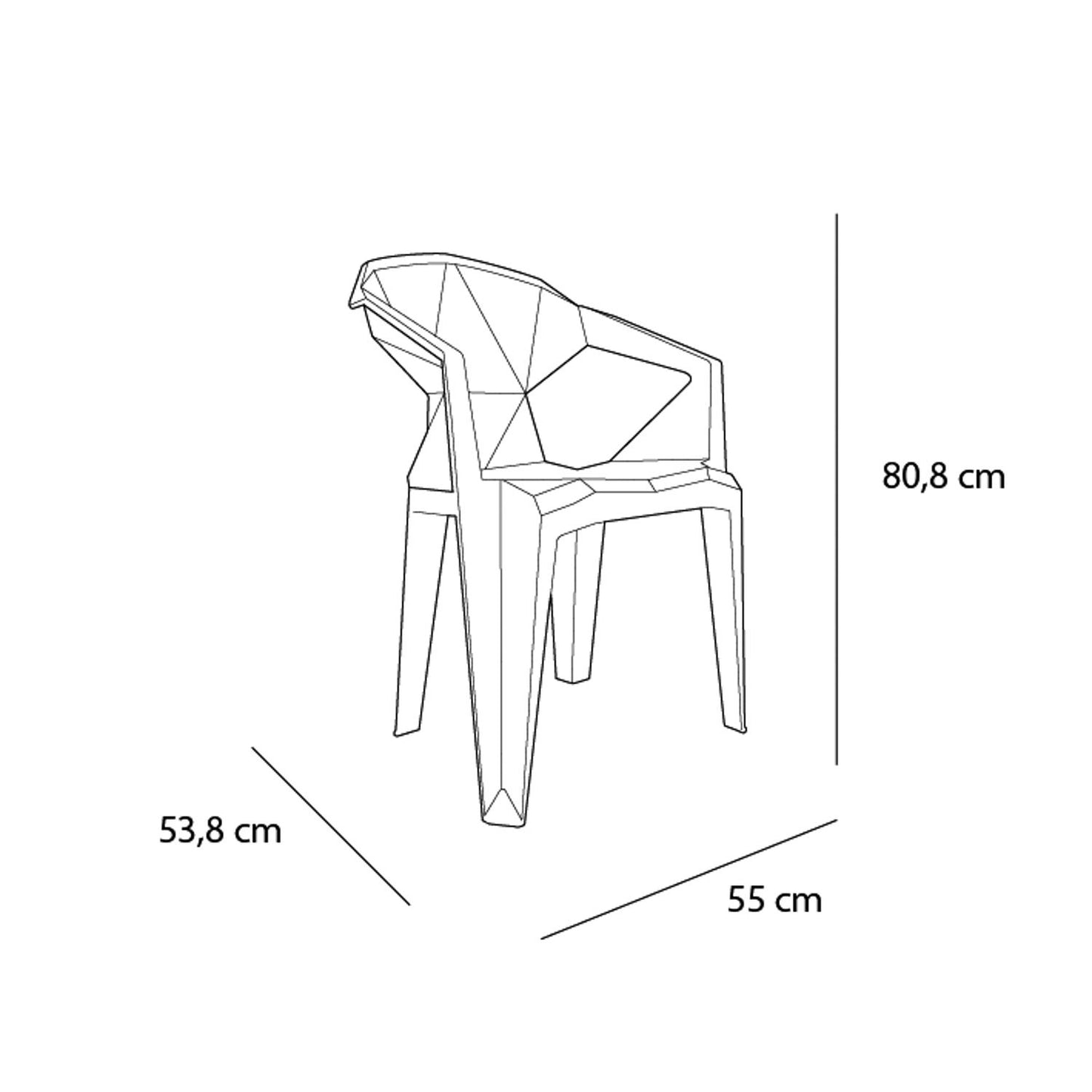 Garbar delta set 2 silla con brazos exterior blanco