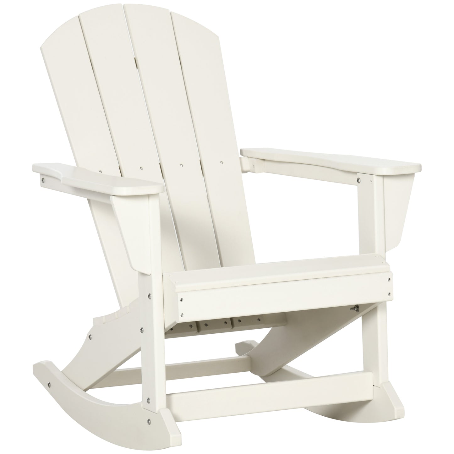 Outsunny Silla Mecedora de Jardín Mecedora para Exterior de Estilo Adirondack de HDPE para Balcón Terraza Patio Carga 120 kg 73,5x93x91,5 cm Blanco