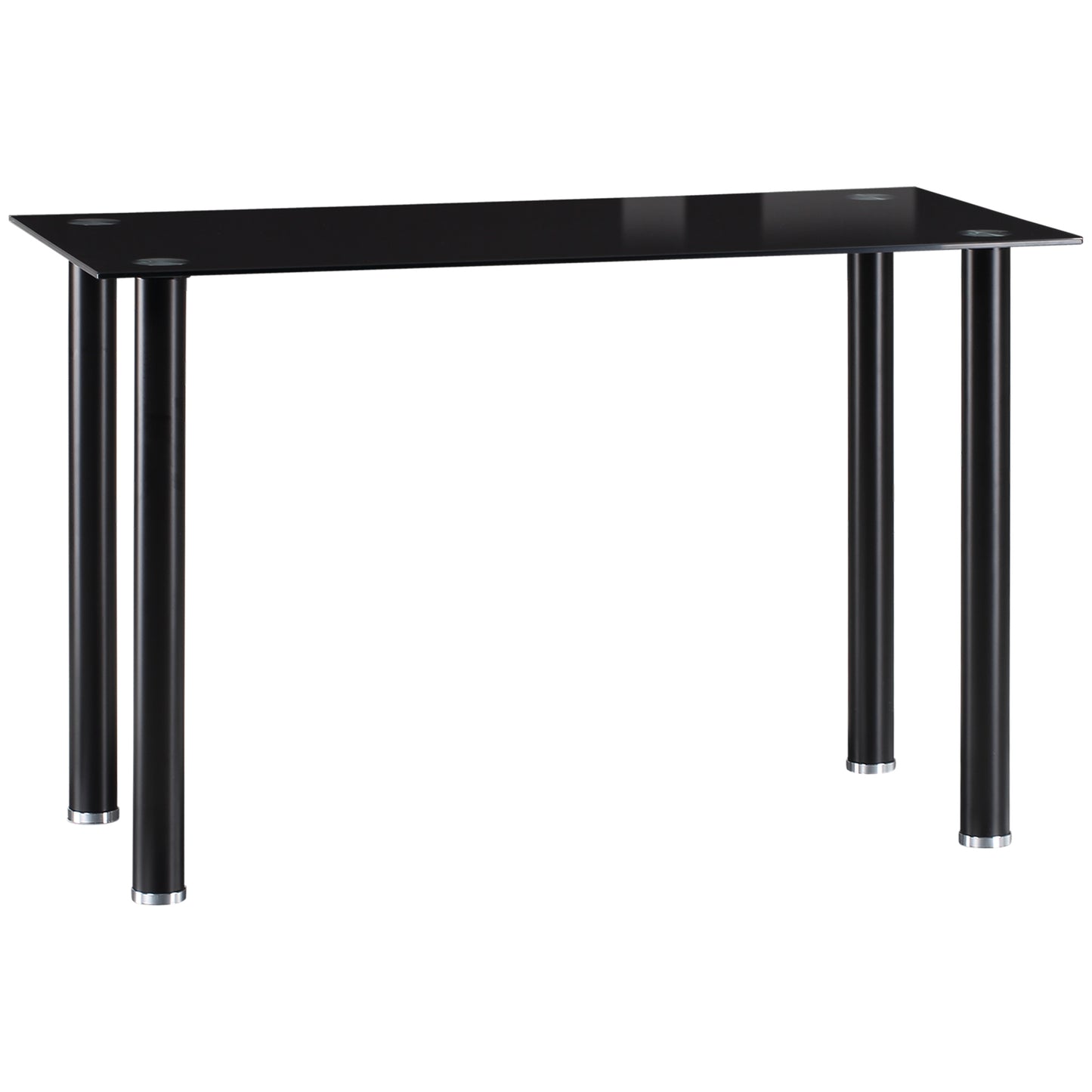 HOMCOM Mesa de Comedor Rectangular Mesa de Cocina Moderna con Tablero de Vidrio Templado y Patas de Acero para 4-6 Personas en Salón Oficina 120x60x75 cm Negro