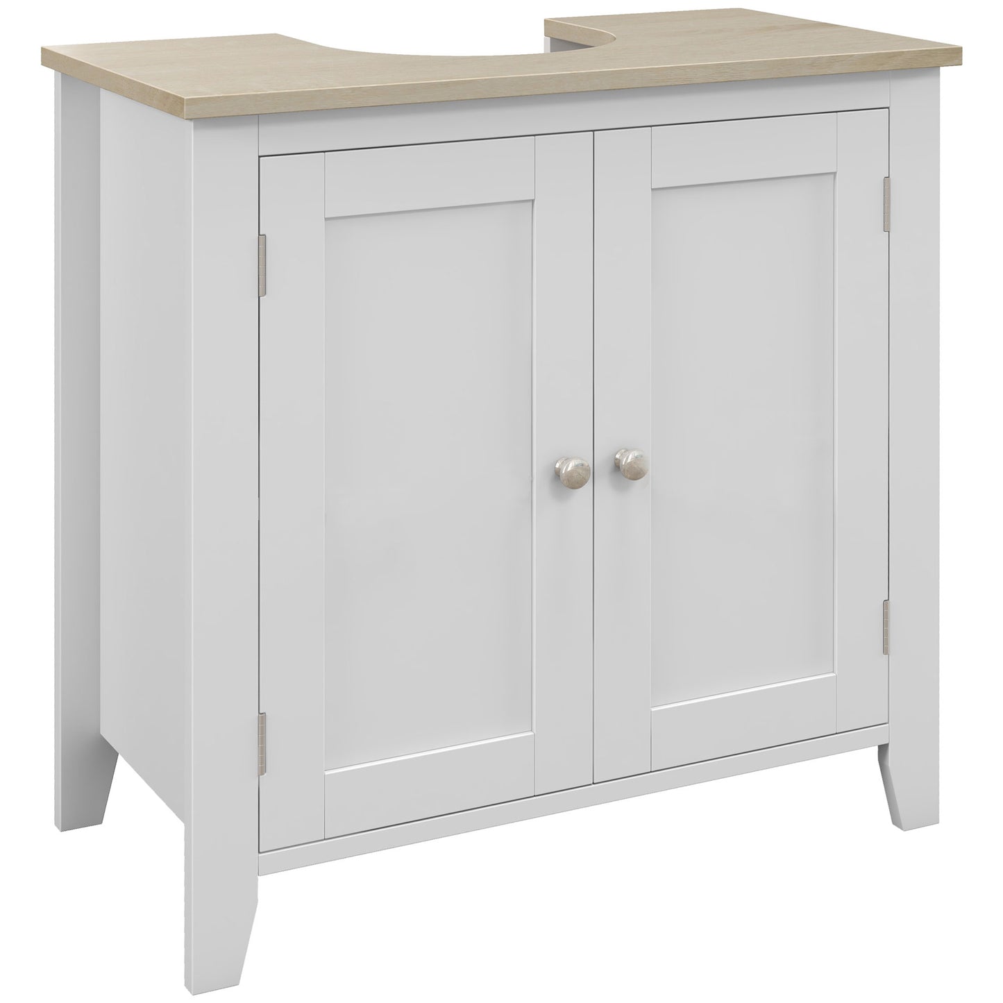 kleankin Mueble para Debajo del Lavabo Armario Lavabo con Pie Armario Bajo con 2 Puertas y Estante Ajustable Estilo Moderno 60x30x60 cm Blanco