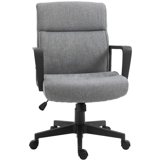 Vinsetto Silla de Oficina Giratoria 360° con Altura Ajustable Silla Escritorio Ergonómica con Reposabrazos Respaldo Acolchado y Tapizado en Lino 60x68x92-101,5 cm Gris