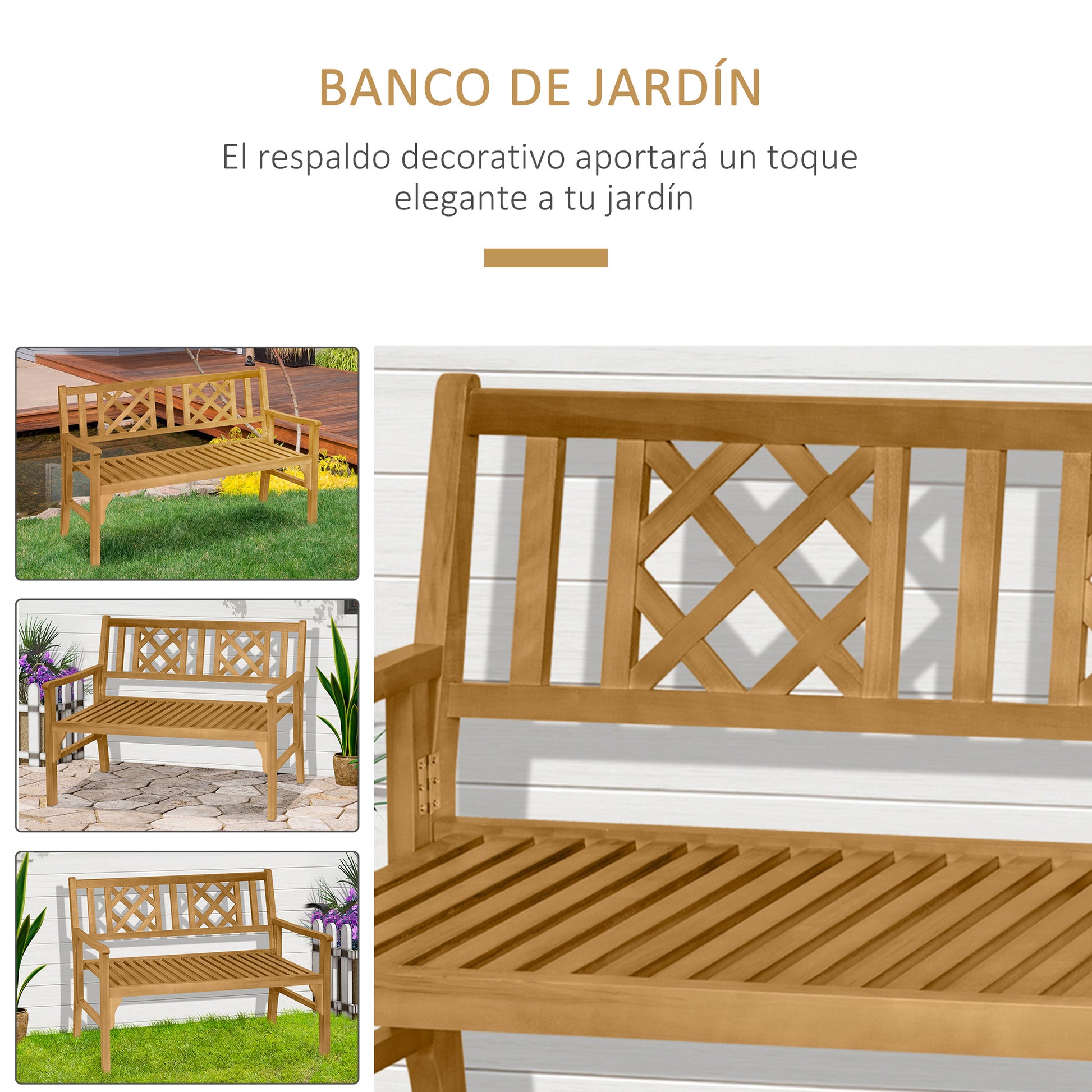 Banco jardín con almacenaje madera de álamo - Banco terraza almacenaje