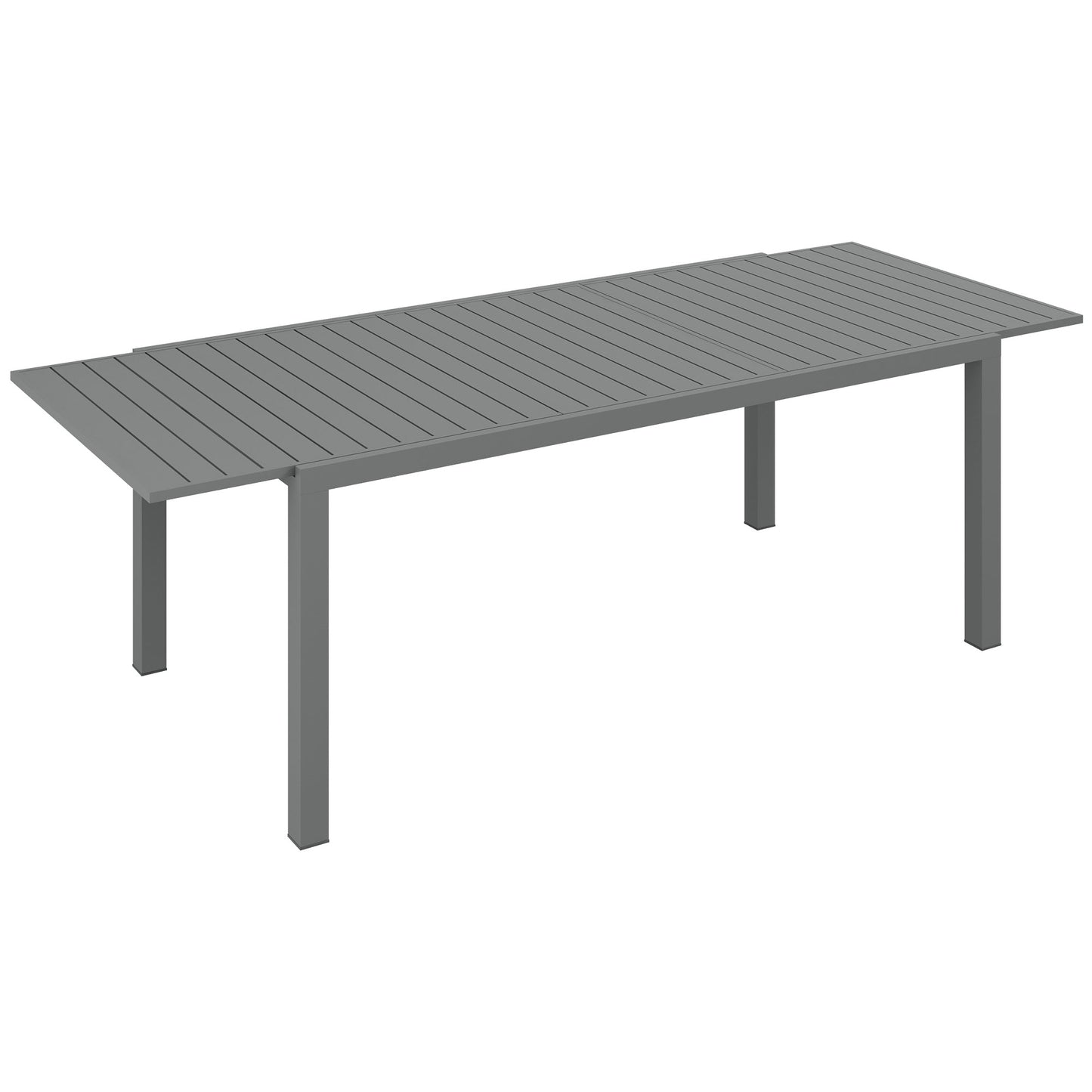 Outsunny Mesa de Jardín Extensible de Aluminio Mesa de Comedor Exterior Mesa de Terraza Rectangular para 6 -8 Personas Carga 50 kg para Balcón 180/240x94x73 cm Gris Oscuro