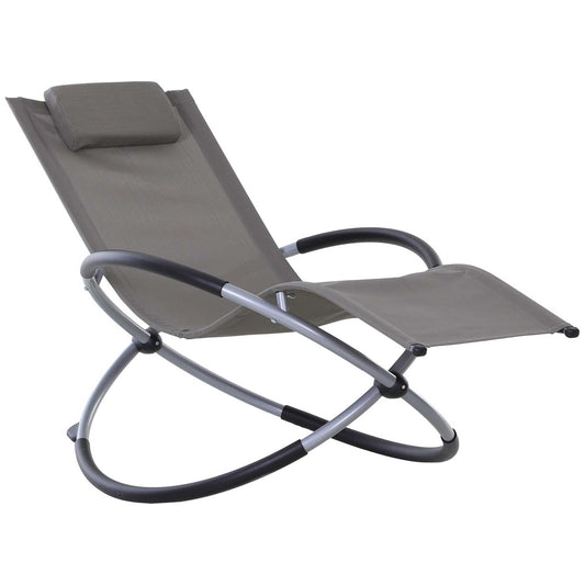 Outsunny Tumbona Mecedora de Jardín Plegable con Reposacabezas Extraíble Sillón Tumbona Ergonómica de Exterior Tela de Texteline para Patios Piscina al Aire Libre 154x80x84 cm Gris