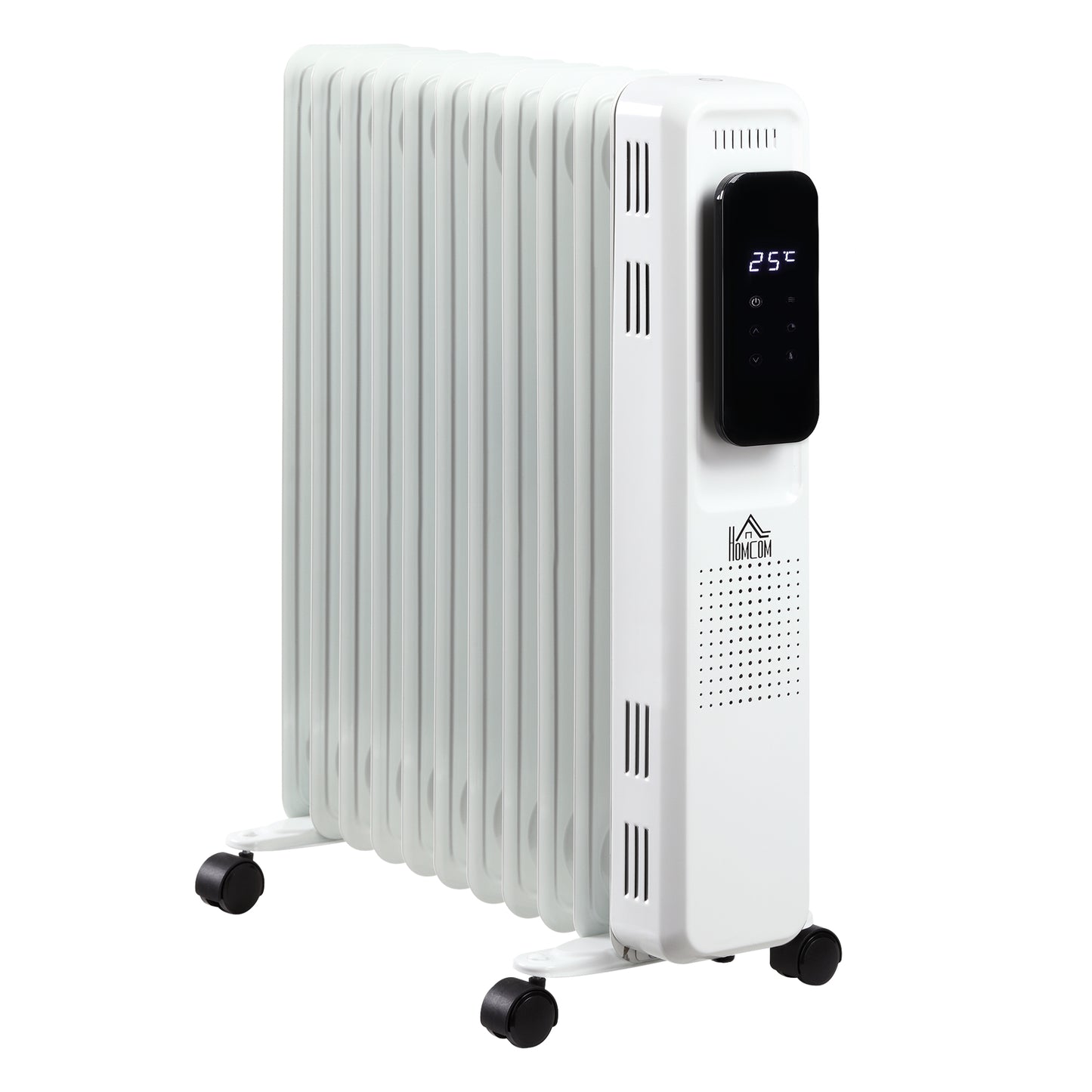 HOMCOM Radiador de Aceite bajo Consumo 2720W Radiador de Aceite Silencioso con 11 Elementos Temperatura Ajustable Protección contra Sobrecalentamiento Temporizador y Ruedas para 12-20 m² Blanco