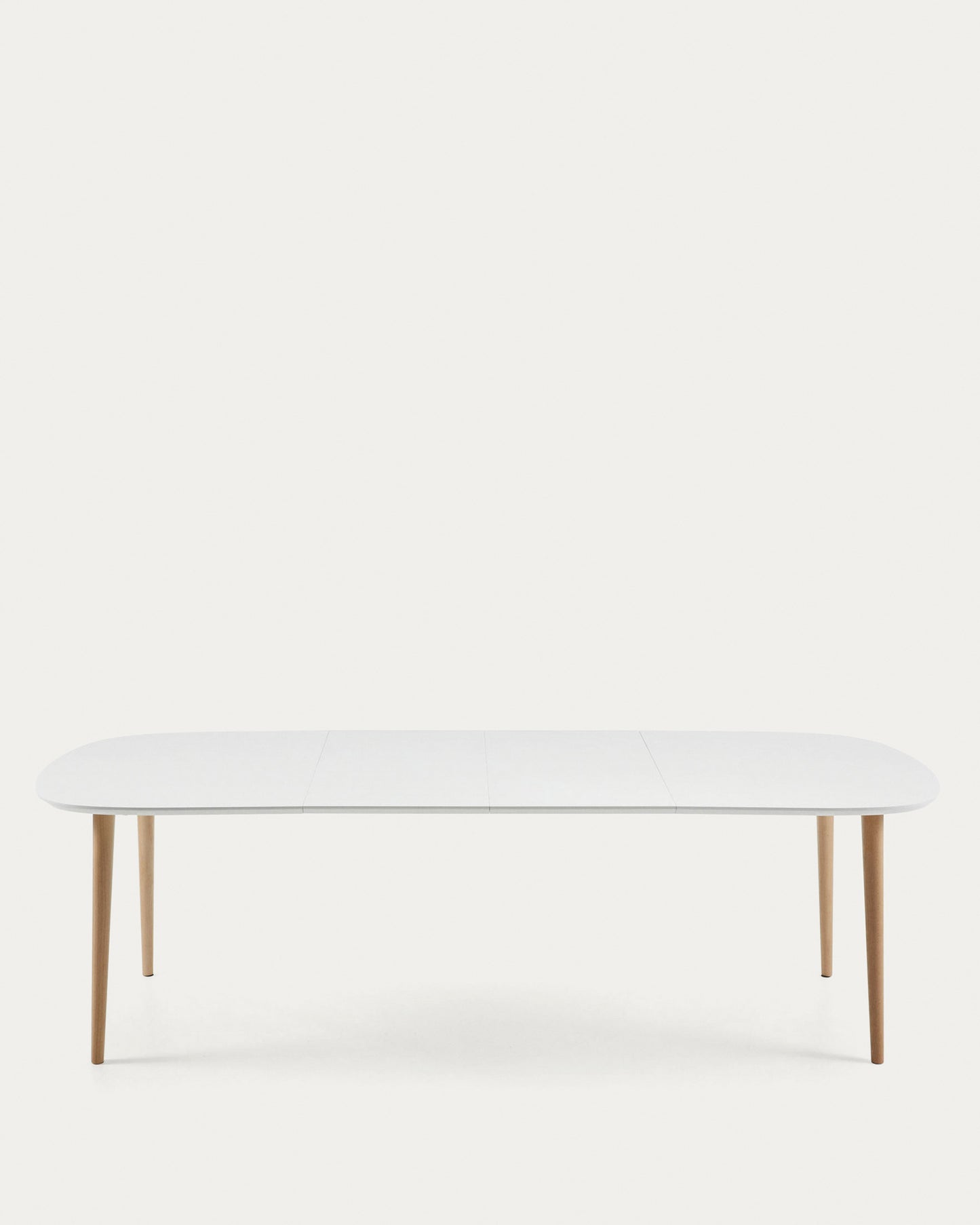 Mesa extensible Oqui MDF lacado blanco y patas madera maciza haya 160 (260) x 100 cm