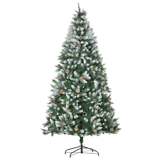 HOMCOM Árbol de Navidad Artificial Ø105x210 cm con 1440 Puntas de PVC y 75 Piñas con Ramas Apertura Automática Base Plegable y Soporte de Acero para Interiores Verde