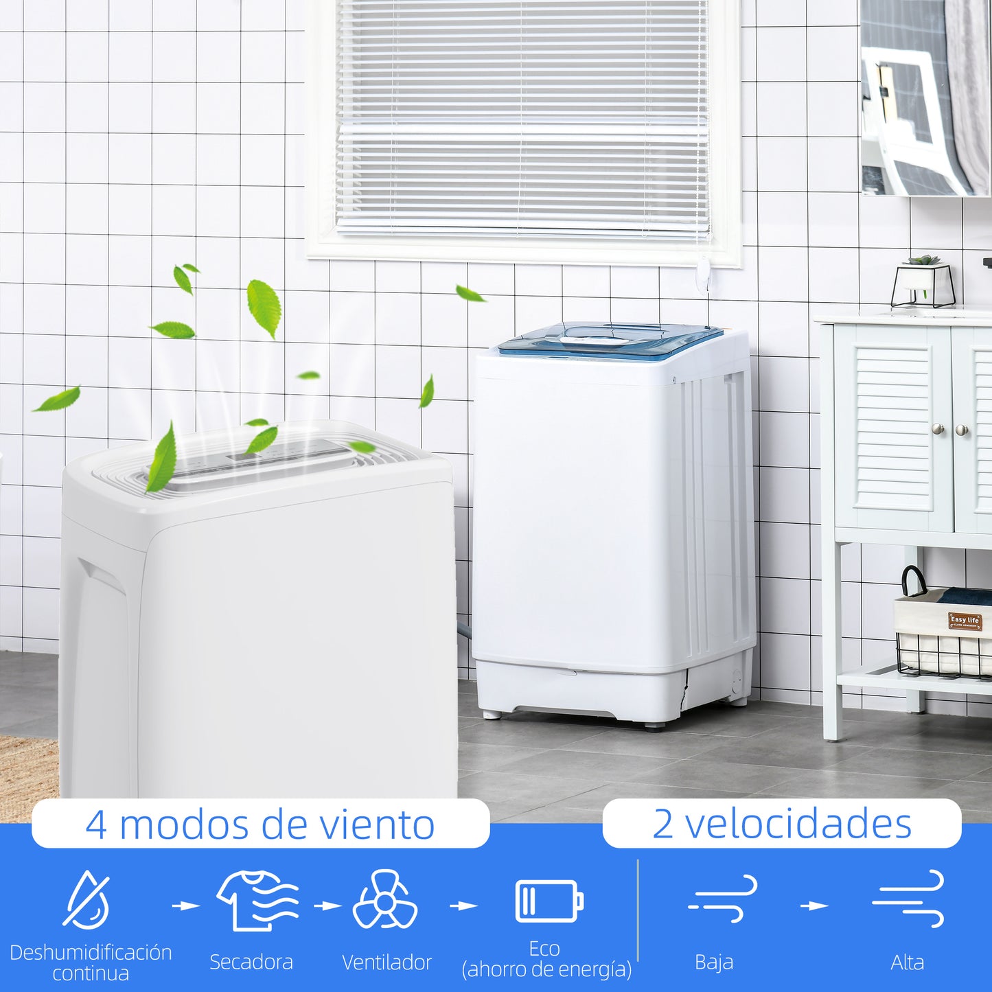 HOMCOM Deshumidificador Eléctrico 12L/Días Silencioso Deshumidificador de Aire con 4 Modos 2 Velocidades Pantalla LED Temporizador para Dormitorio Salón 10-25 m² 29x18x49 cm Blanco