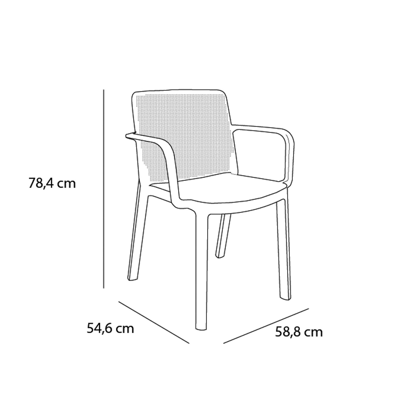 Garbar fresh set 4 silla con brazos interior, exterior blanco