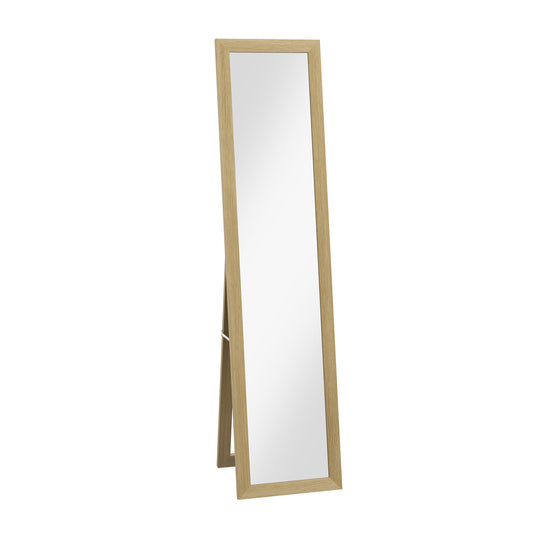 HOMCOM Espejo de Cuerpo Entero 37x157 cm Espejo de Pie Espejo de Pared Forma Rectangular con Marco de Madera Decorativo para Salón Dormitorio Pasillo Roble