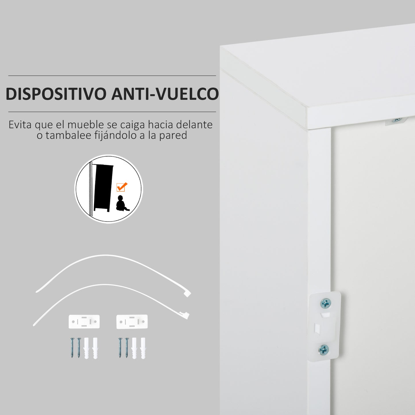 HOMCOM Aparador para Cocina con 2 Puertas 2 Cajones Marco de Blanco Brillante Estante Ajustable Apertura a Presión Armario de Almacenamiento para Dormitorio Salón 79x36x74 cm Blanco