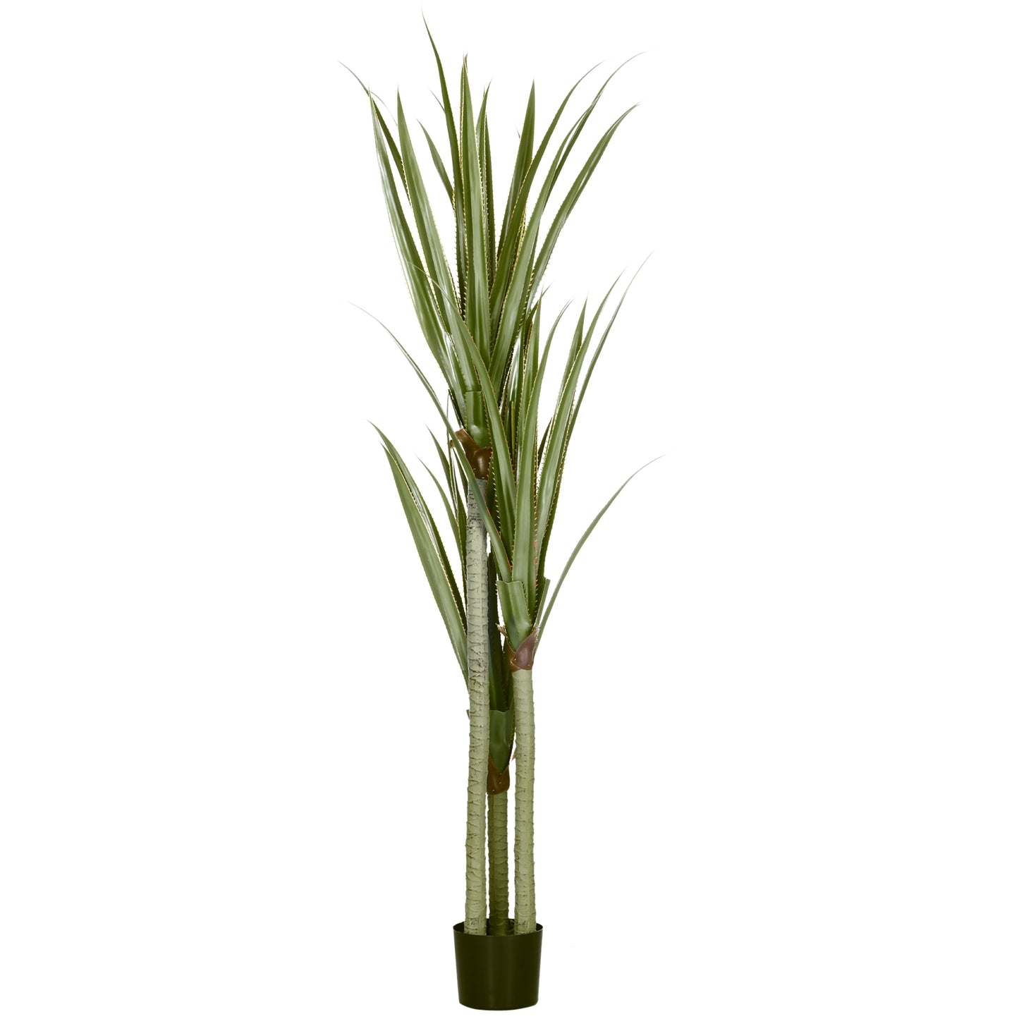 HOMCOM Planta Artificial de Yuca en Maceta 190 cm Planta Falsa con 39 Hojas Realistas para Decoración en Hogar Salón Oficina Jardín Ø17x190 cm Verde