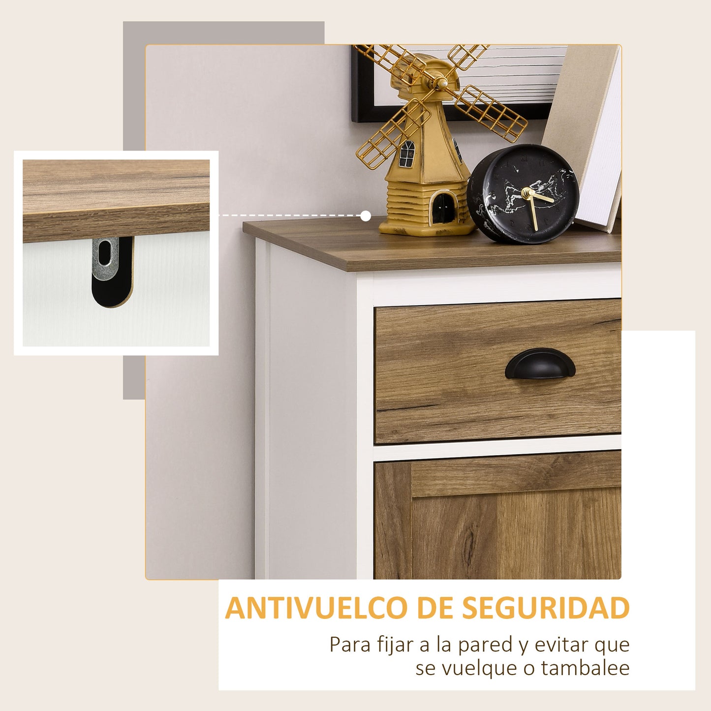 HOMCOM Aparador para Salón Armario de Almacenamiento con Cajón 2 Puertas y Estante Ajustable para Dormitorio Comedor Cocina 78,5x39x89,4 cm Marrón