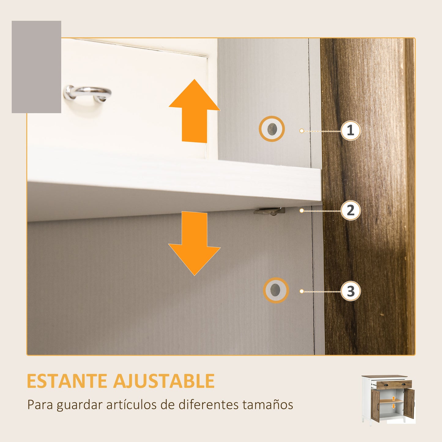 HOMCOM Aparador para Salón Armario de Almacenamiento con Cajón 2 Puertas y Estante Ajustable para Dormitorio Comedor Cocina 78,5x39x89,4 cm Marrón