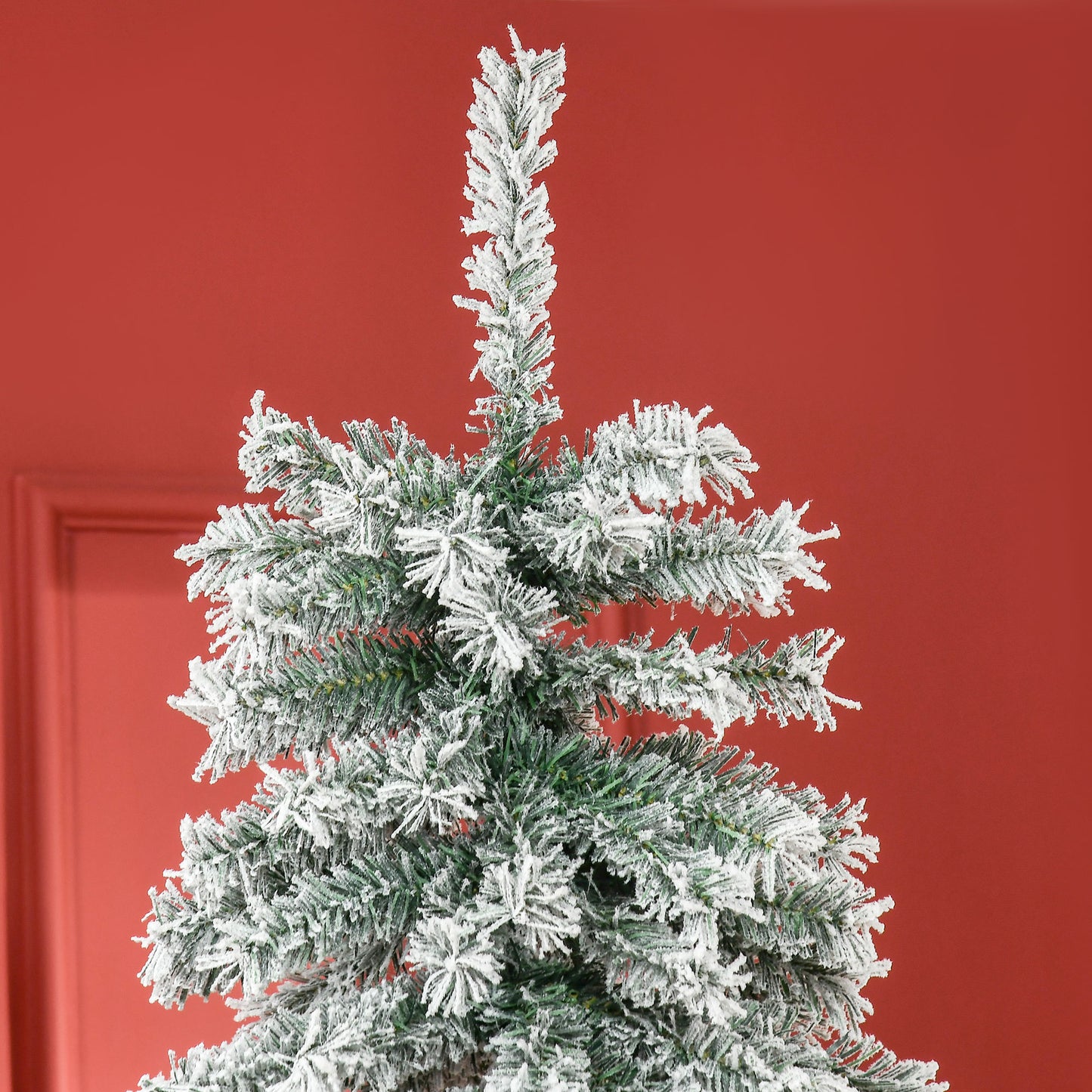 HOMCOM Árbol de Navidad 225 cm Árbol de Navidad Artificial Nevado con 1083 Ramas y Soporte de Metal Árbol de Navideño para Salón Verde y Blanco