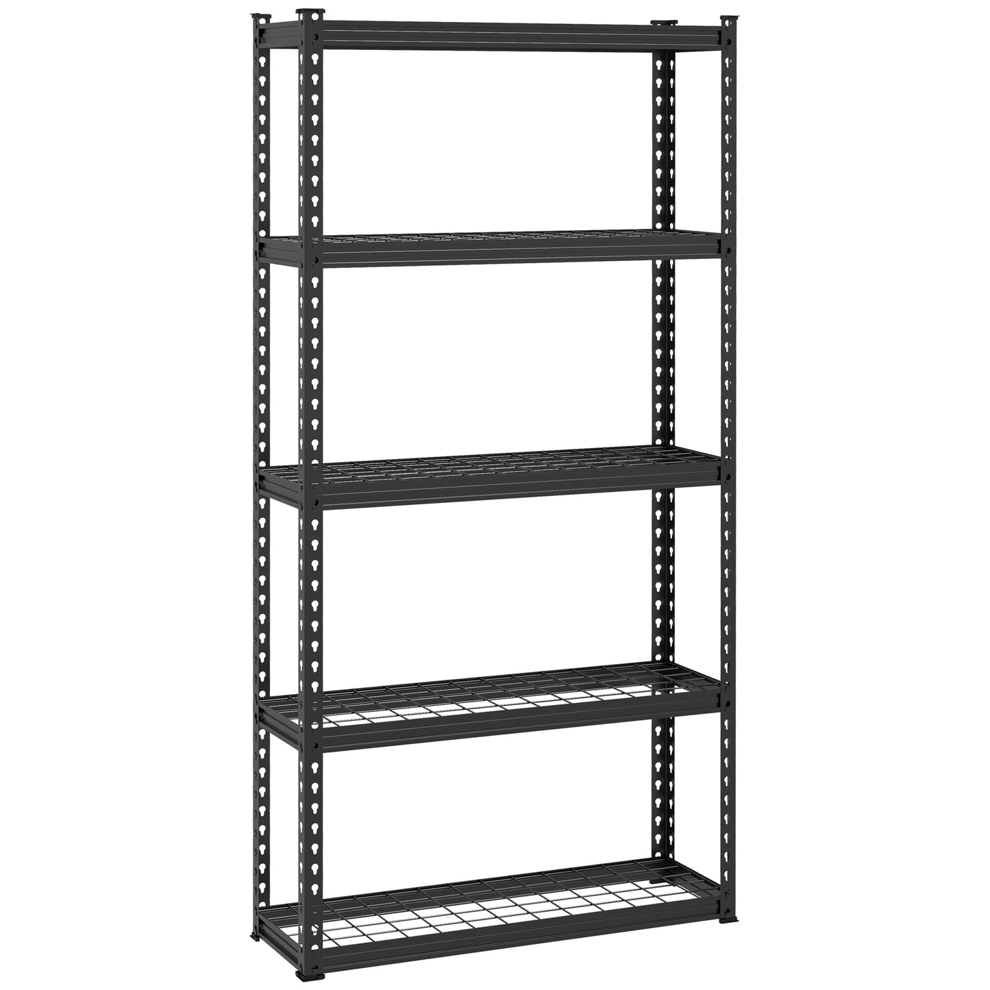 HOMCOM Estantería Metálica de Garaje de Acero Industrial con Estantes Ajustables para Tallar Cocina Hogar 90x30x182 cm Negro