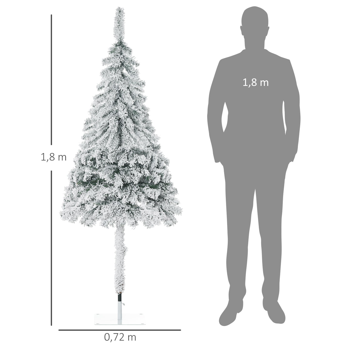 HOMCOM Árbol de Navidad Artificial Árbol de Navidad Nevado 180 cm con 290 Ramas Apertura Automática y Base de Acero Decoración para Interiores Ø72x180 cm Verde