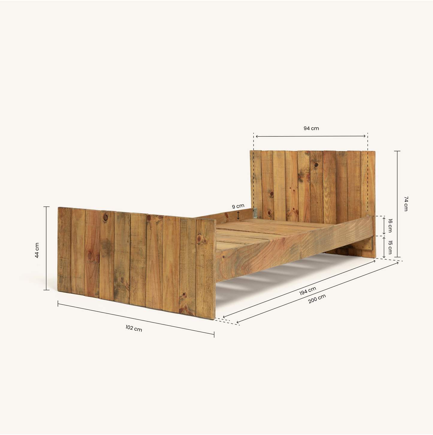 Cama individual Laritza 90 x 190 - Hannun