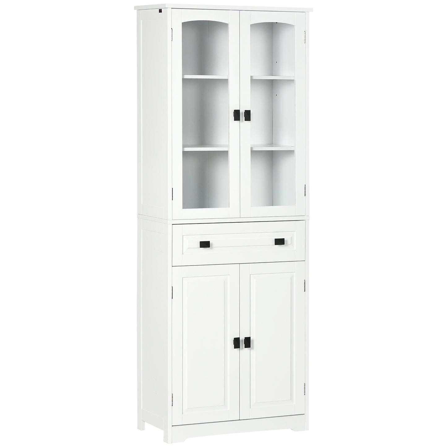 HOMCOM Alacena de Cocina Aparador de Comedor Mueble Auxiliar con 4 Puertas 1 Cajón y 2 Estantes Ajustables para Salón 60x30x160 cm Blanco