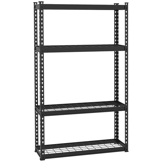 HOMCOM Estantería Metálica de Garaje de Acero Industrial con Estantes Ajustables para Tallar Cocina Hogar 70x30x152 cm Negro