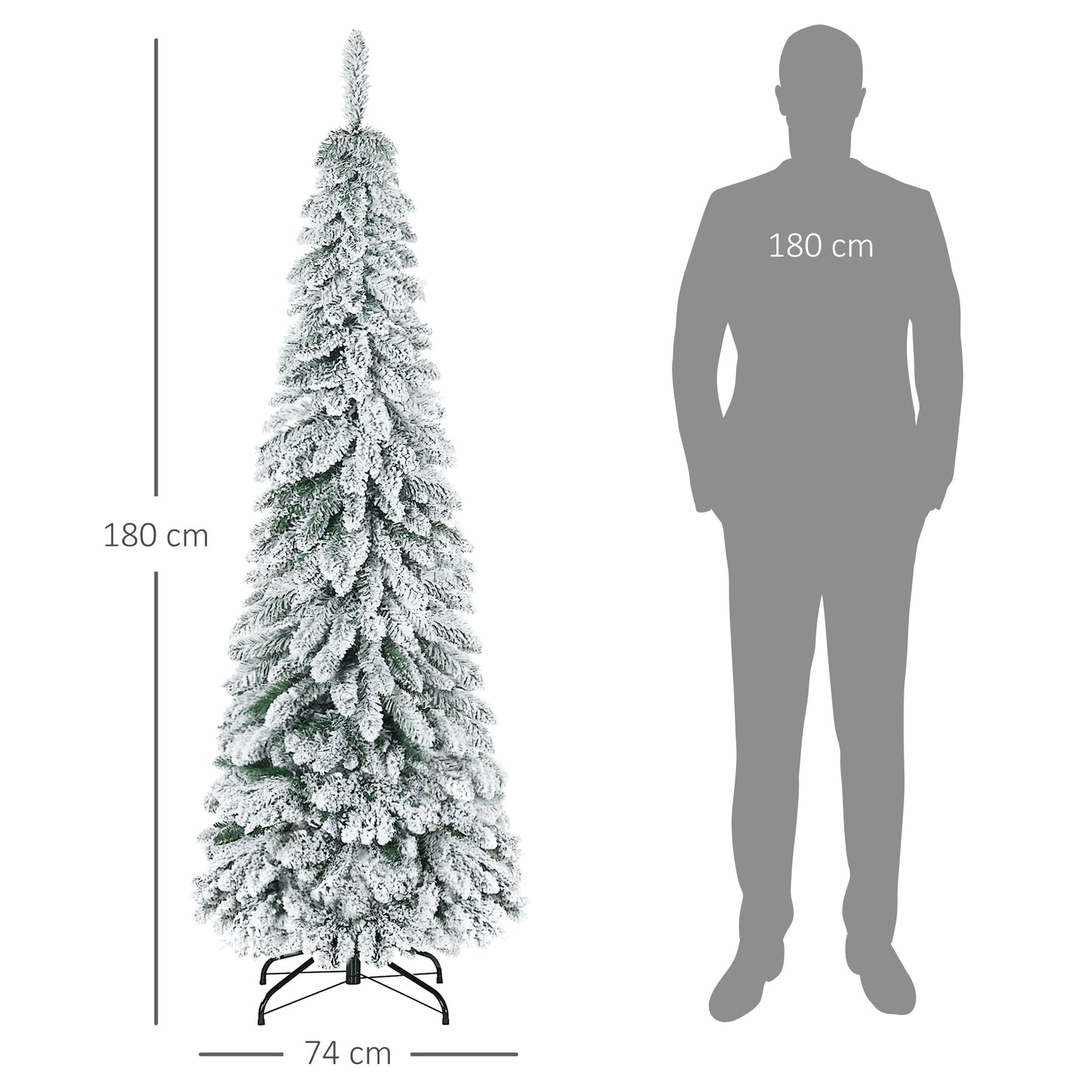 HOMCOM Árbol de Navidad Artificial 180 cm Árbol de Navidad Nevado con 523 Ramas Soporte de Acero Plegable Decoración para Hogar Fiestas Verde